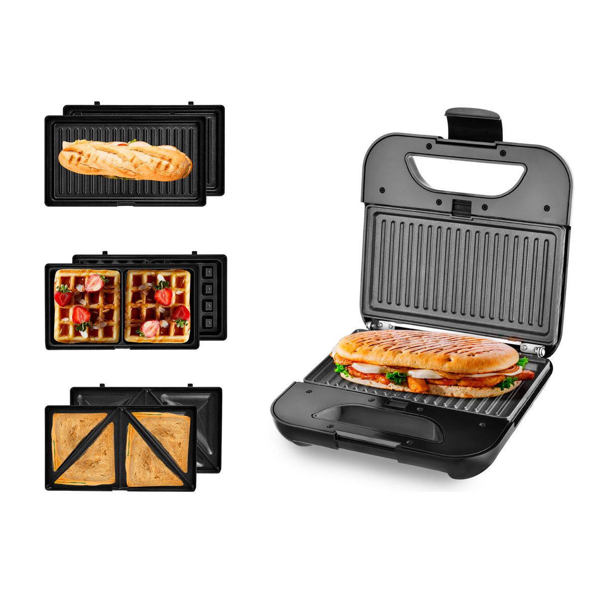 KITCHENCOOK Appareil croques-monsieur Sandwich maker 3 en 1 MISTER K - Gris