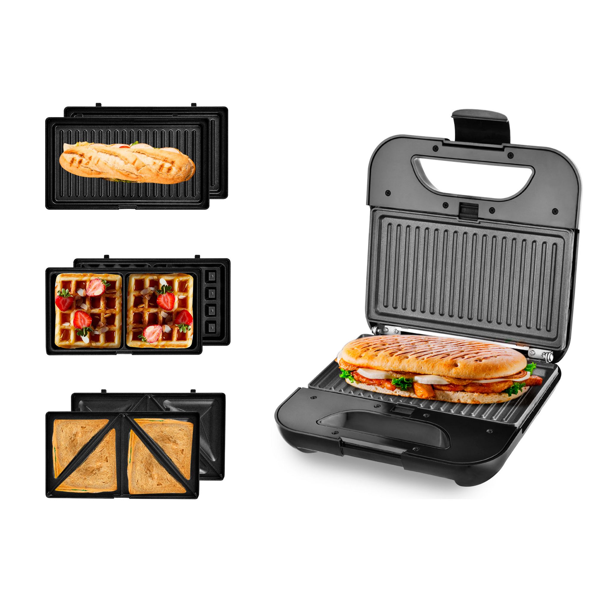 Voir la diapositive 18 : KITCHENCOOK Appareil croques-monsieur Sandwich maker 3 en 1 MISTER K - Gris