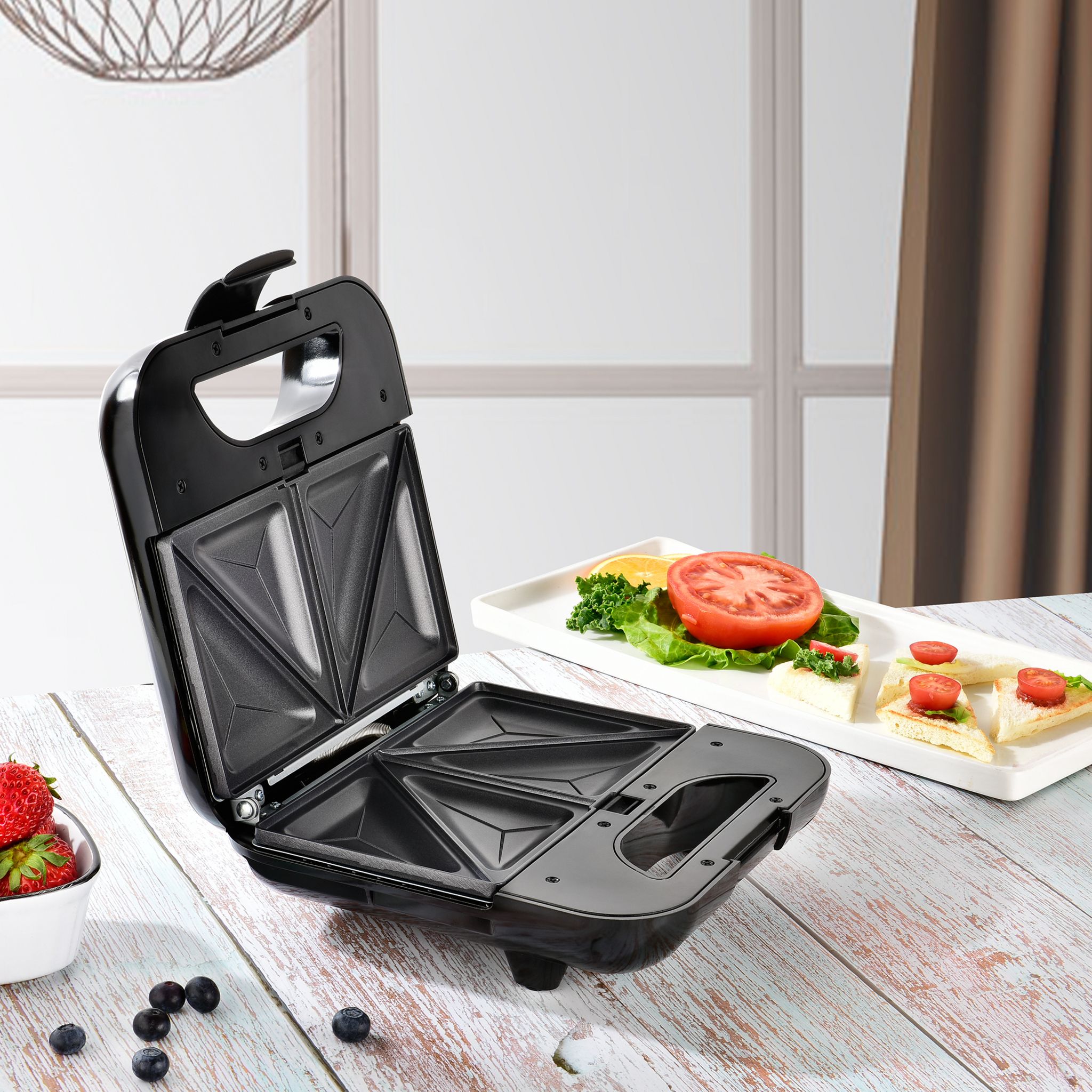 Voir la diapositive 4 : KITCHENCOOK Appareil croques-monsieur Sandwich maker 3 en 1 MISTER K - Gris