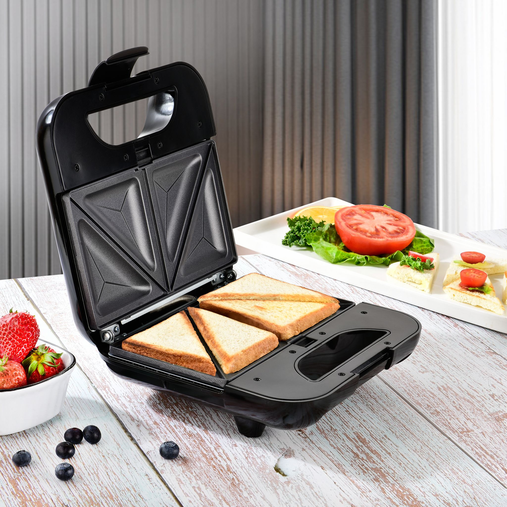 Voir la diapositive 5 : KITCHENCOOK Appareil croques-monsieur Sandwich maker 3 en 1 MISTER K - Gris