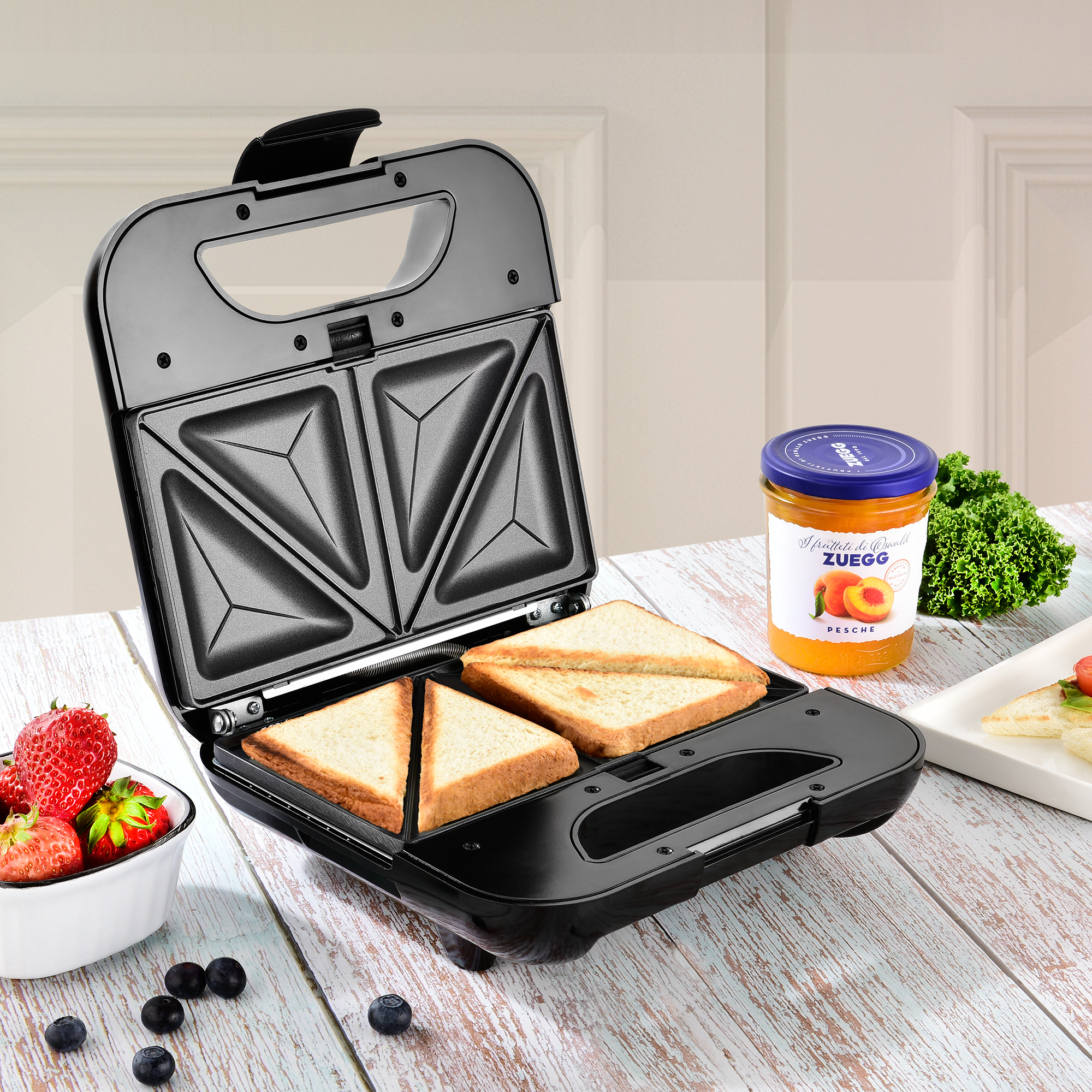 Voir la diapositive 6 : KITCHENCOOK Appareil croques-monsieur Sandwich maker 3 en 1 MISTER K - Gris