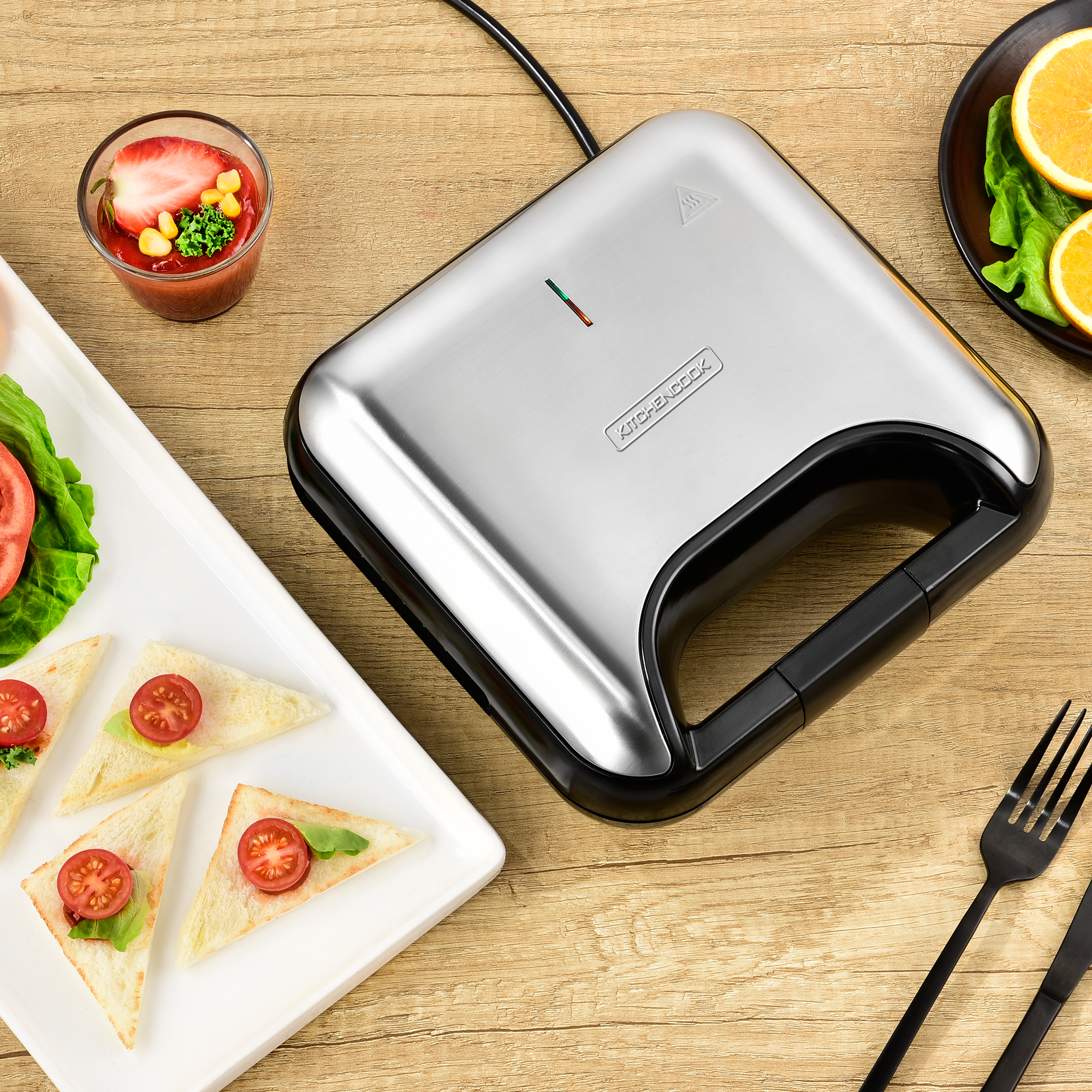 Voir la diapositive 9 : KITCHENCOOK Appareil croques-monsieur Sandwich maker 3 en 1 MISTER K - Gris