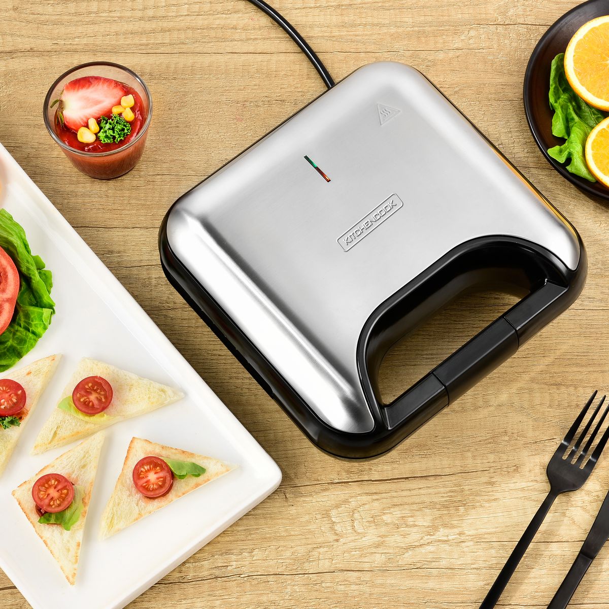 KITCHENCOOK Appareil croques-monsieur Sandwich maker 3 en 1 MISTER K - Gris