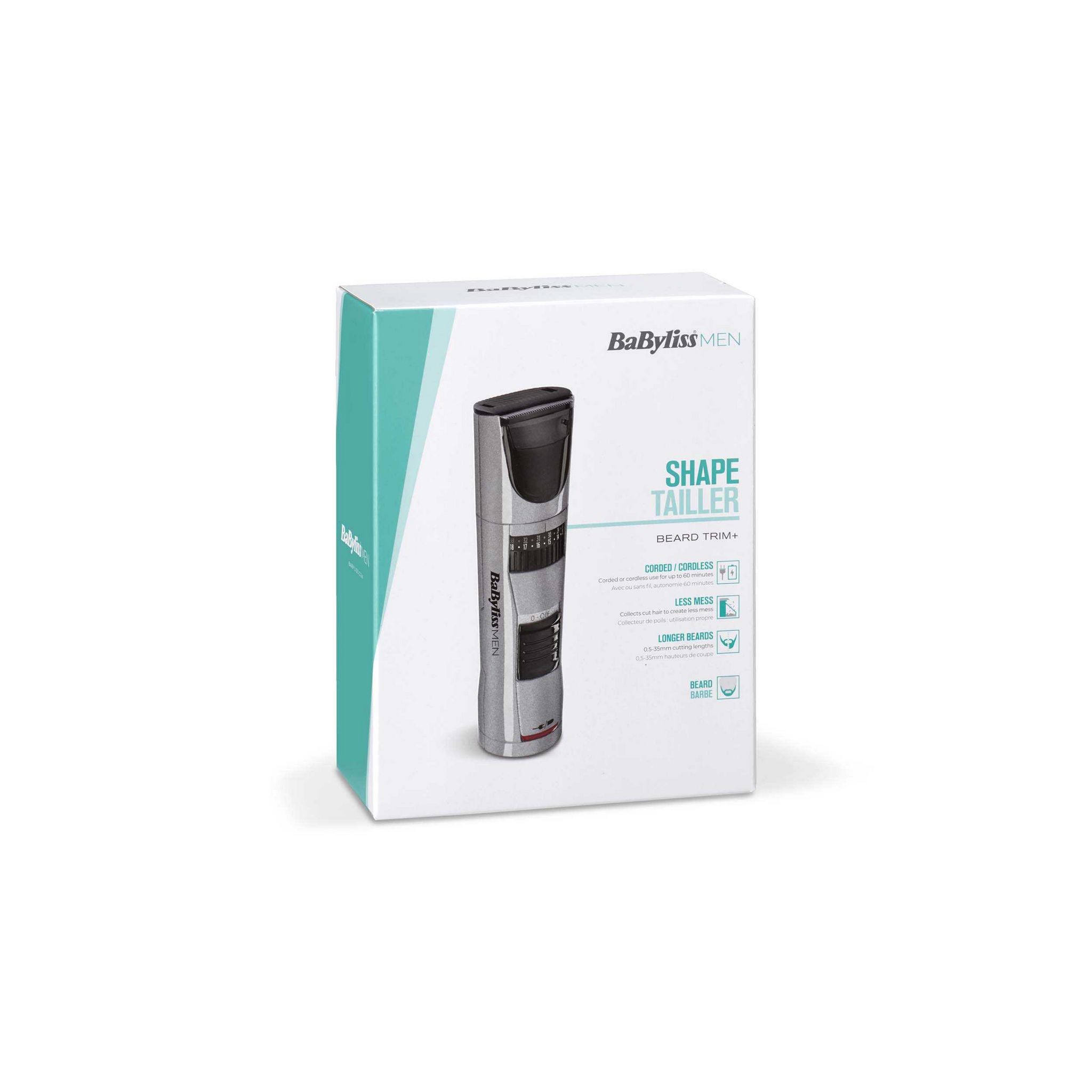 Voir la diapositive 2 : BABYLISS Tondeuse barbe sans fil T831E - Gris et Noir