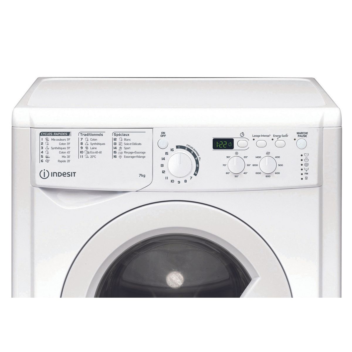 INDESIT Lave linge hublot EWD71452WFRN, 7 kg, 1400 T/min, E