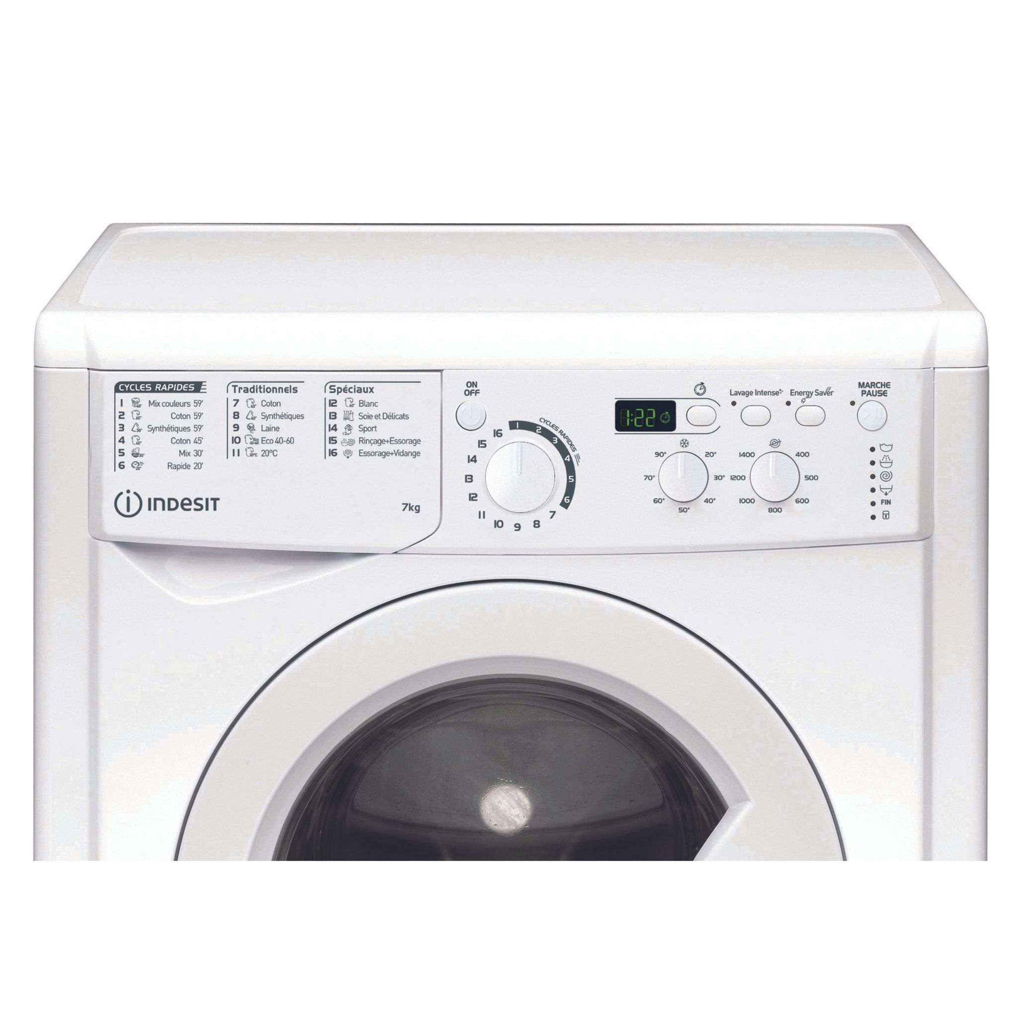 Voir la diapositive 2 : INDESIT Lave linge hublot EWD71452WFRN, 7 kg, 1400 T/min, E