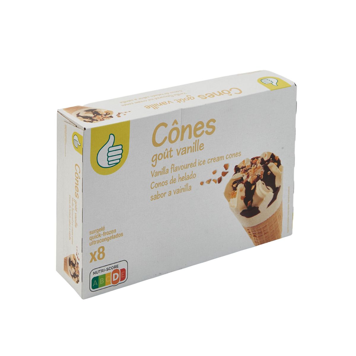 POUCE Cônes glacés à la vanille 8 pièces 554g
