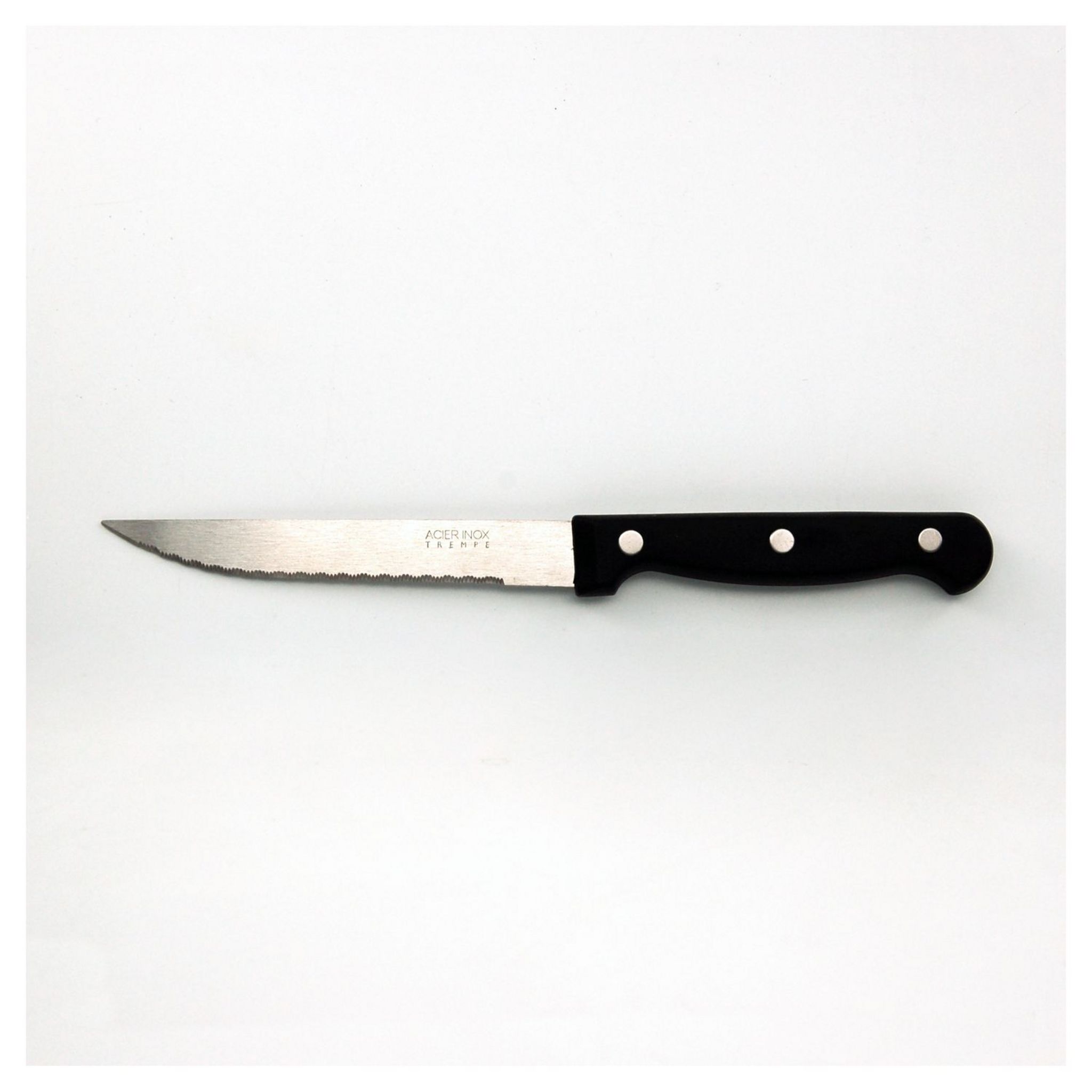 Voir la diapositive 2 : Lot de 6 couteaux à steaks noir faux rivets