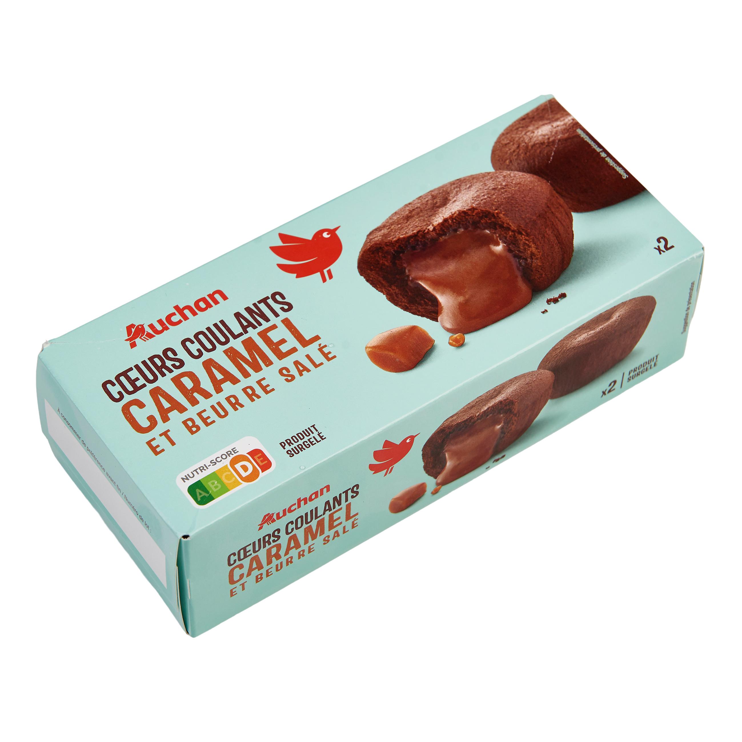 Voir la diapositive 2 : AUCHAN Coeurs coulants caramel et beurre salé 2 pièces 190g