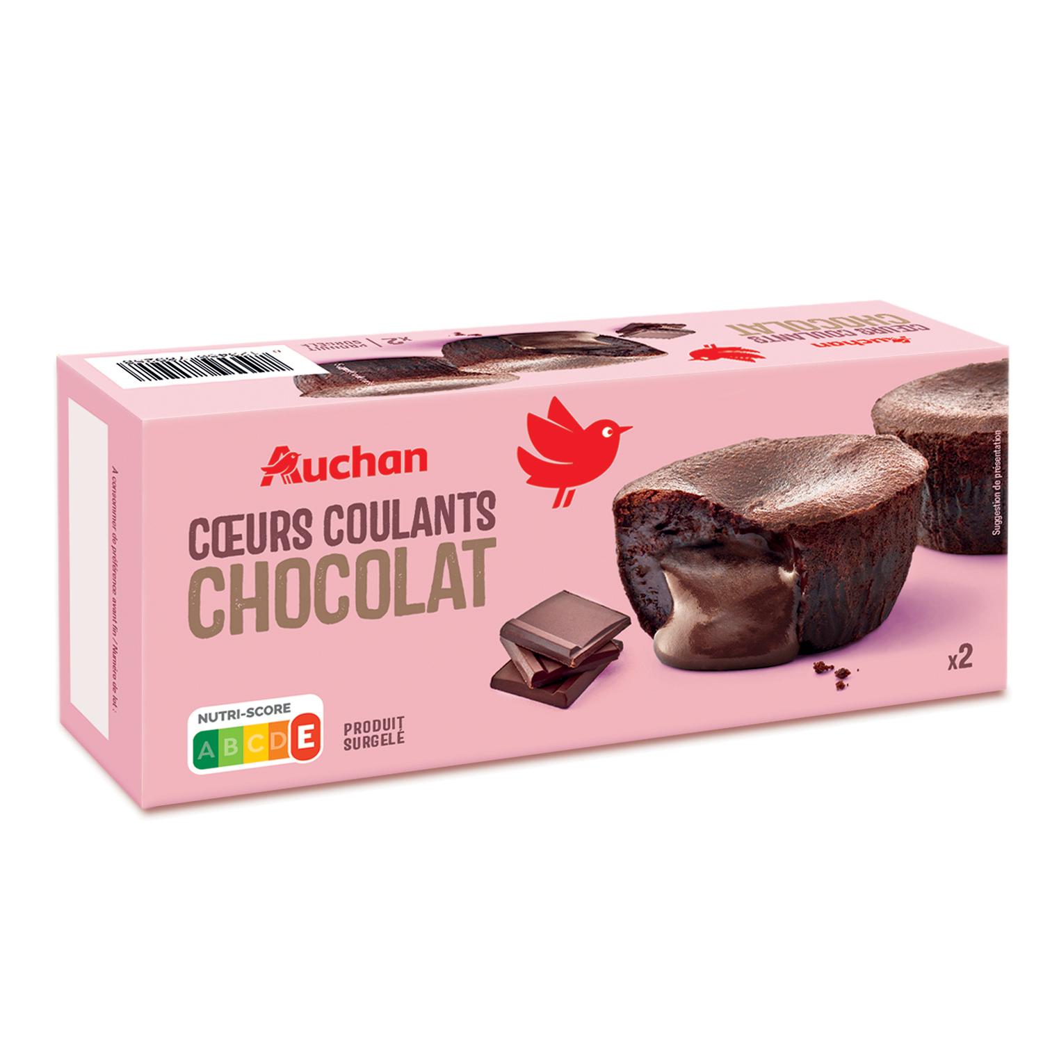 Voir la diapositive 2 : AUCHAN Cœurs coulants chocolat 2 pièces 190g
