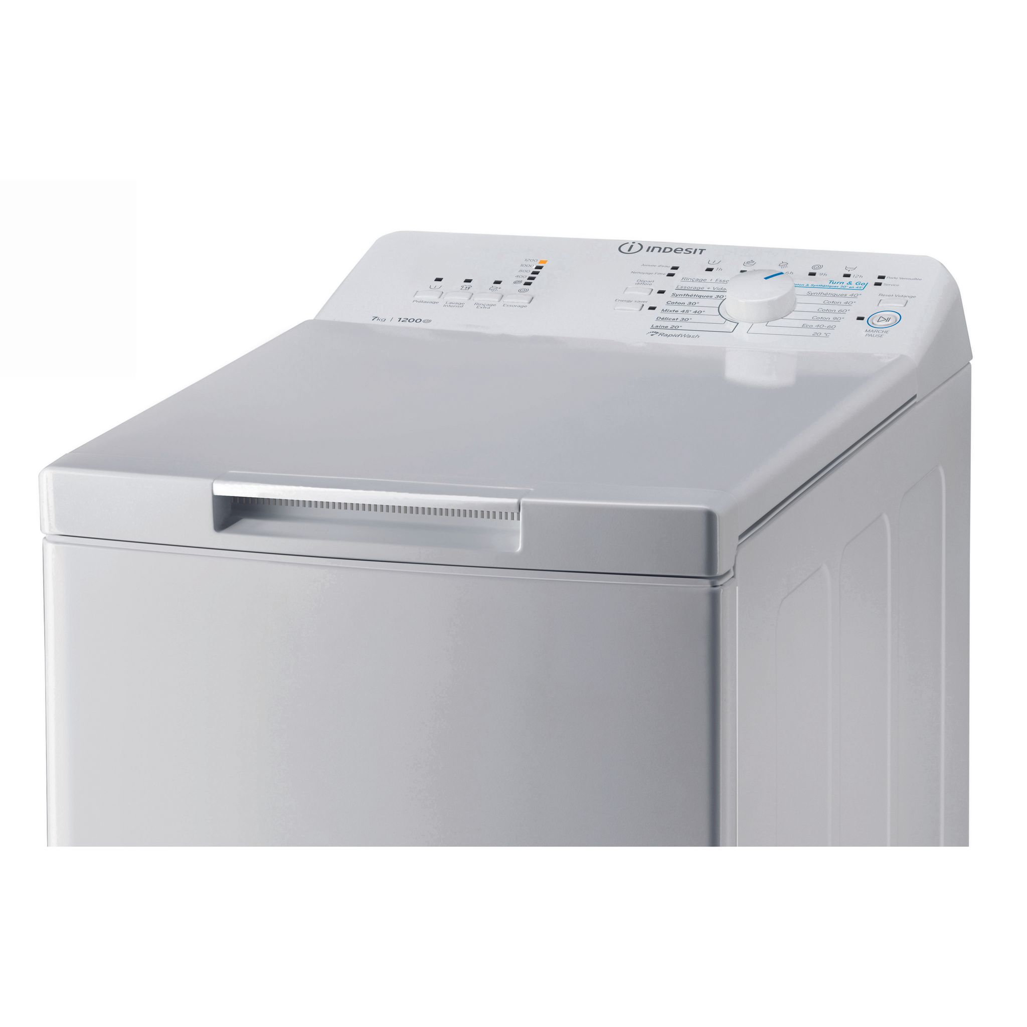 Voir la diapositive 2 : INDESIT Lave linge chargement dessus BTWL7220FR/N, 7 Kg, 1200 T/min