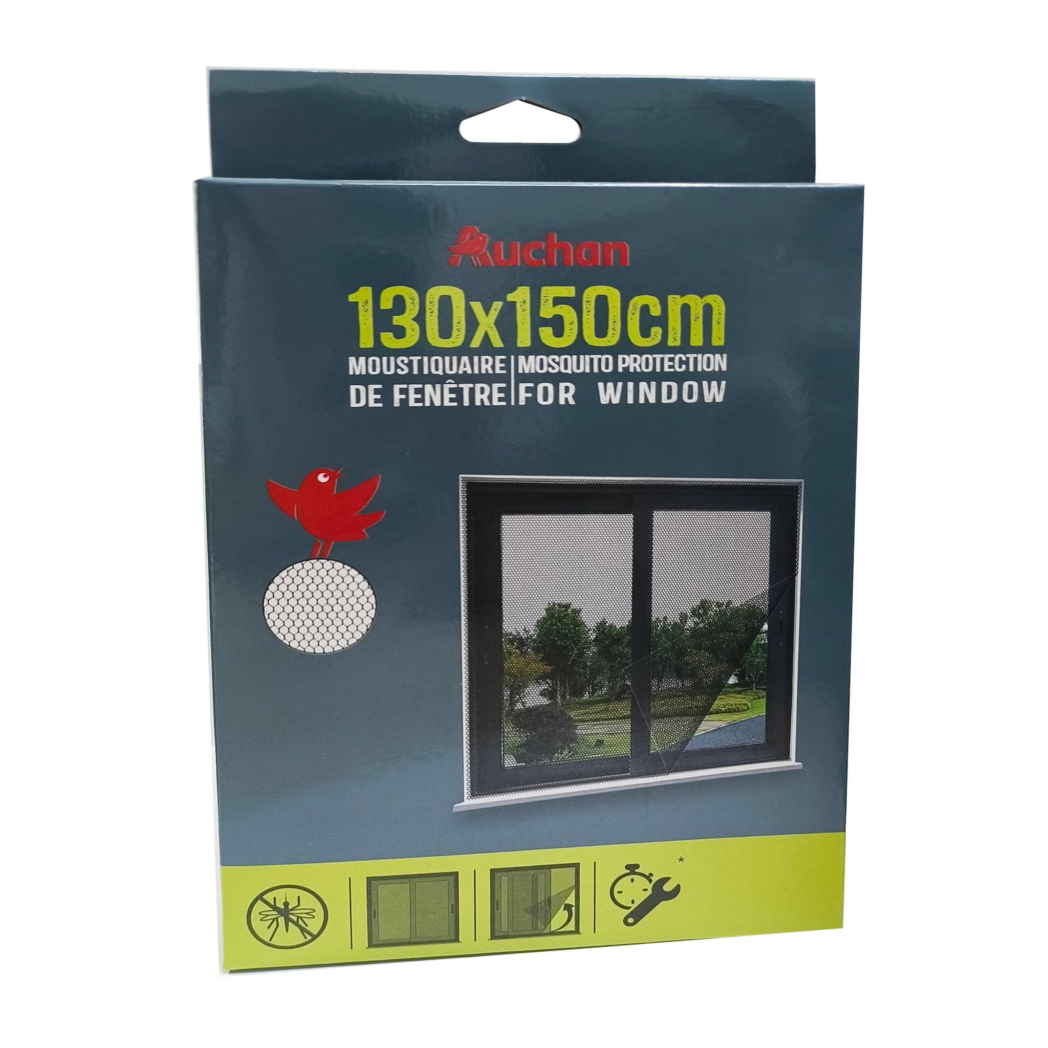 AUCHAN Moustiquaire en alu pour fenêtre noir 130 x 150 cm