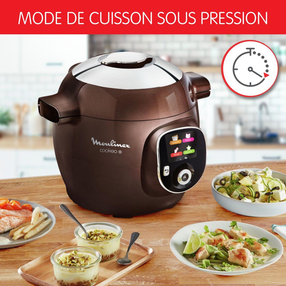 MOULINEX Robot multicuiseur Cookeo CE851910 - Marron