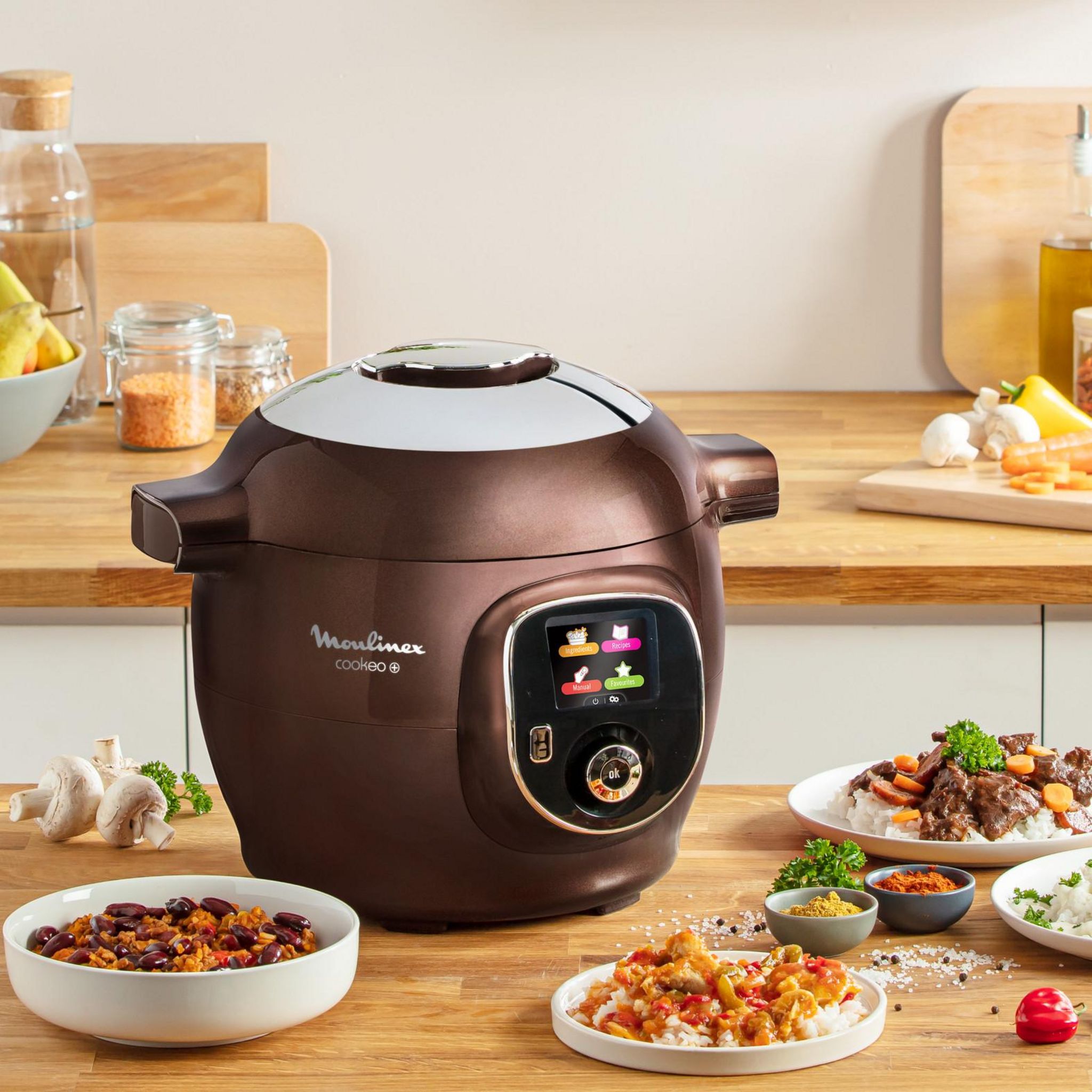 Voir la diapositive 3 : MOULINEX Robot multicuiseur Cookeo CE851910 - Marron