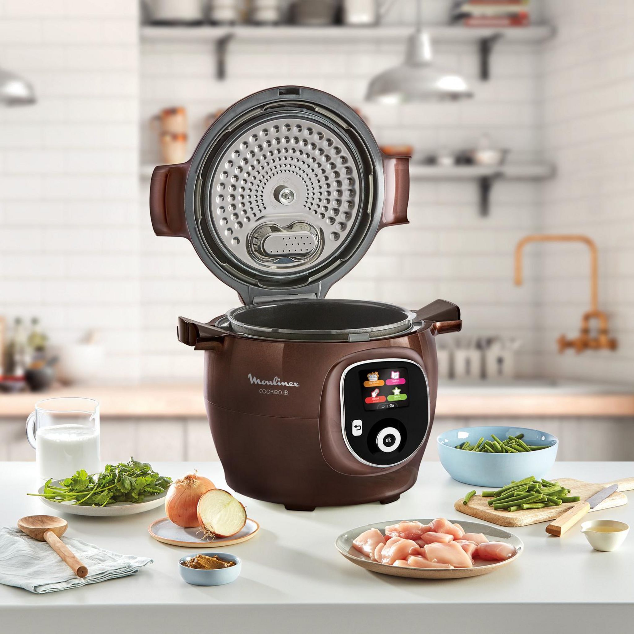 Voir la diapositive 5 : MOULINEX Robot multicuiseur Cookeo CE851910 - Marron