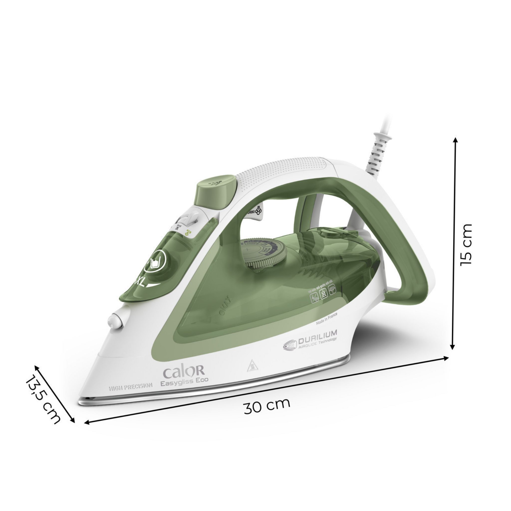 Voir la diapositive 8 : CALOR Fer à repasser vapeur&nbsp;Easygliss Eco FV5781C0 - Vert et blanc