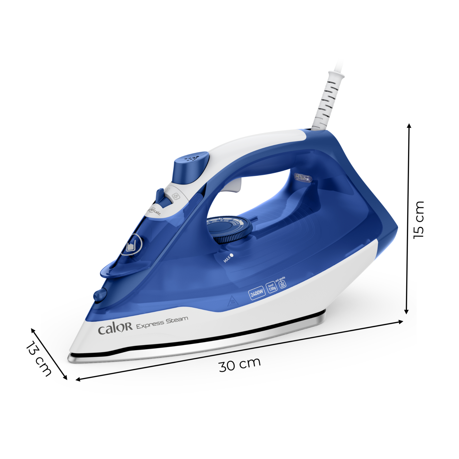 Voir la diapositive 15 : CALOR Fer à repasser vapeur FV2848C0 - Bleu