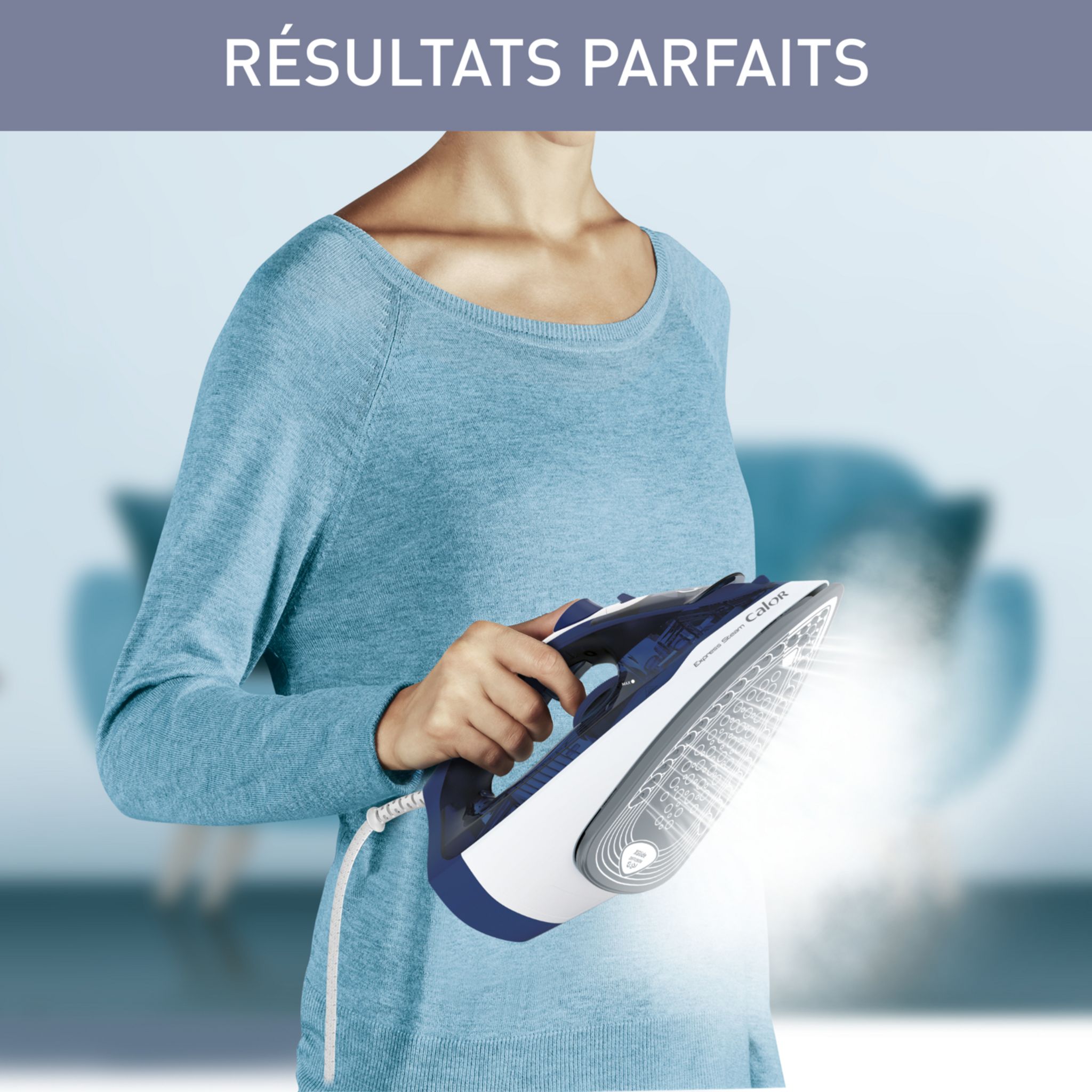 Voir la diapositive 9 : CALOR Fer à repasser vapeur FV2848C0 - Bleu