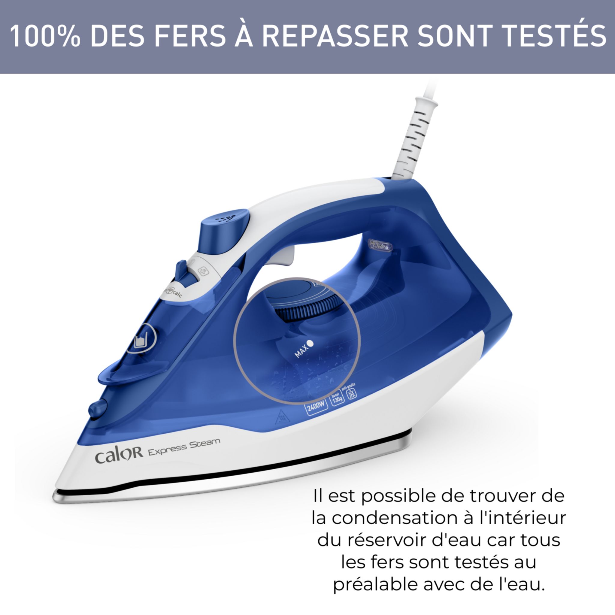 Voir la diapositive 11 : CALOR Fer à repasser vapeur FV2848C0 - Bleu