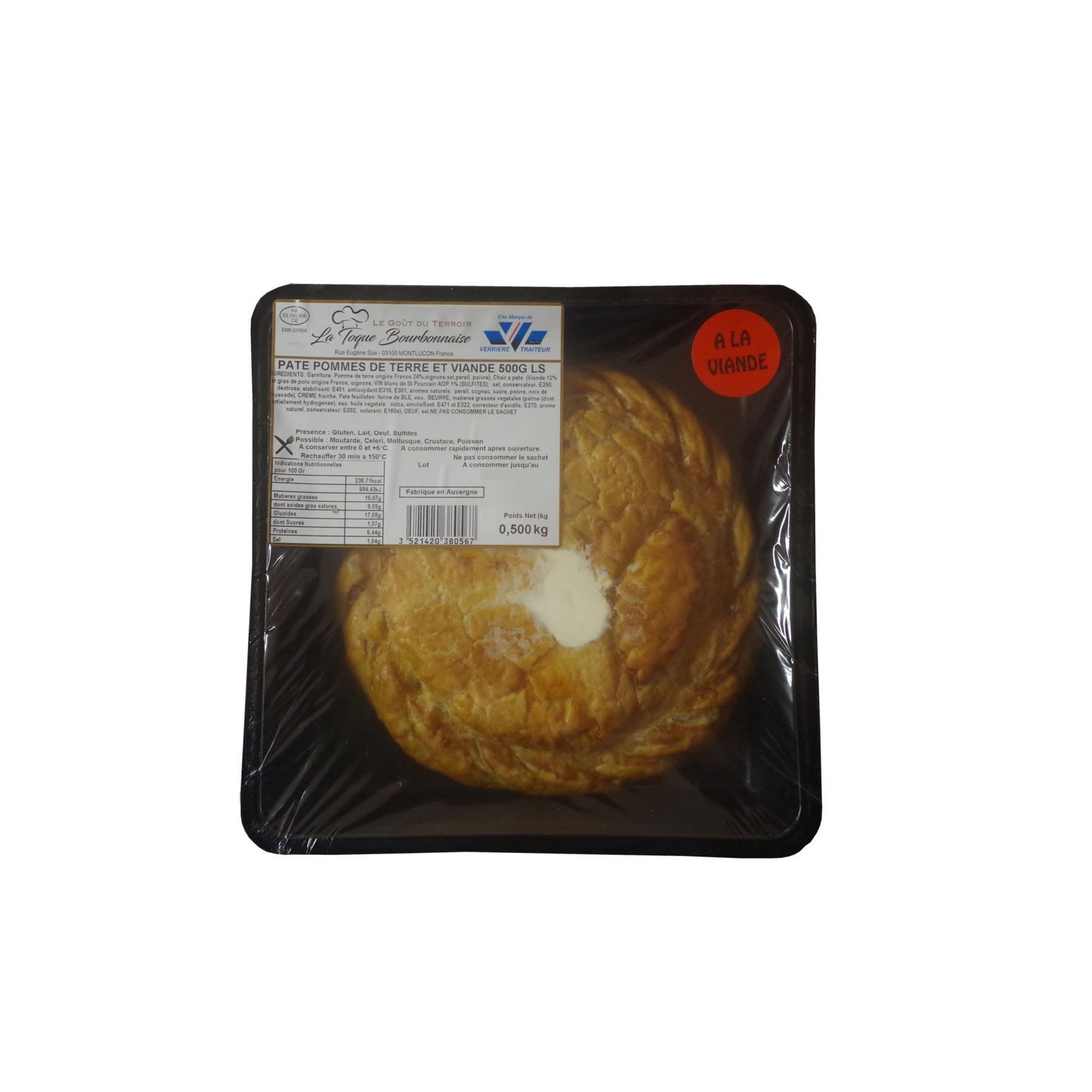 Voir la diapositive 1 : LA TOQUE BOURBONNAISE Pâté de pommes de terre et viande 500g