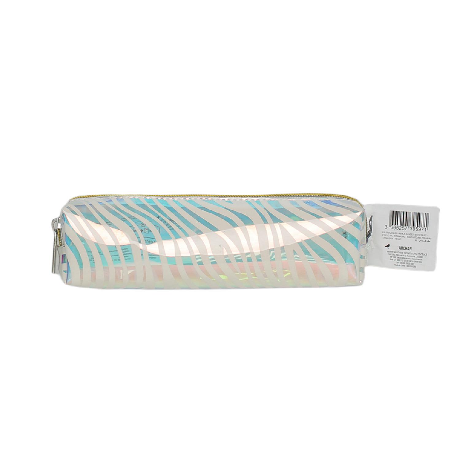 AUCHAN Trousse carré 1 compartiment Zebra PVC - Transparent
