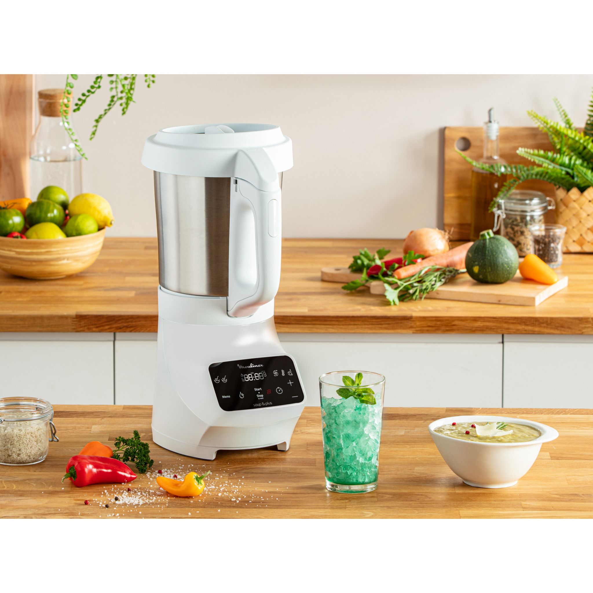 Voir la diapositive 12 : MOULINEX Blender chauffant Soup&Plus LM922100 - Blanc