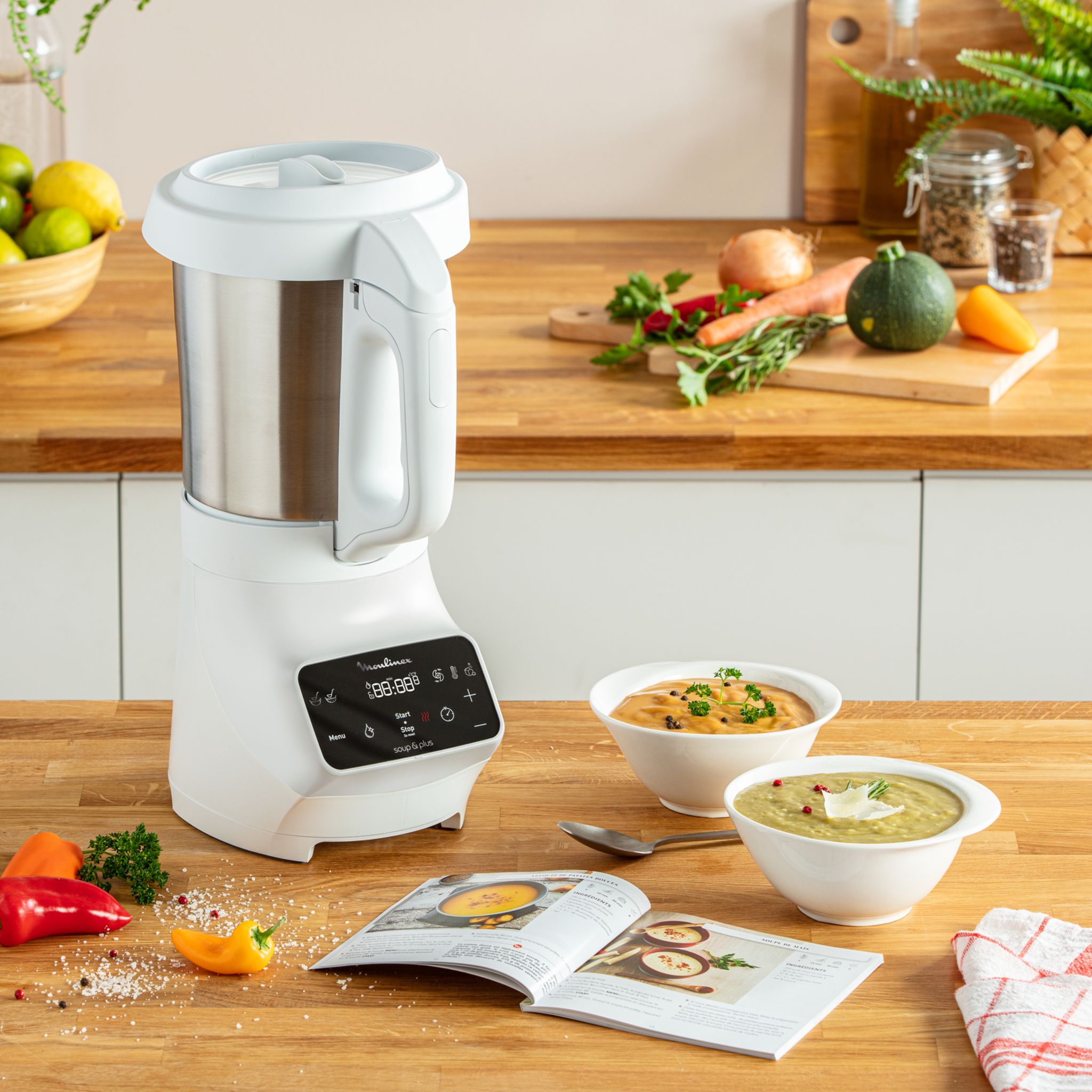 Voir la diapositive 13 : MOULINEX Blender chauffant Soup&Plus LM922100 - Blanc