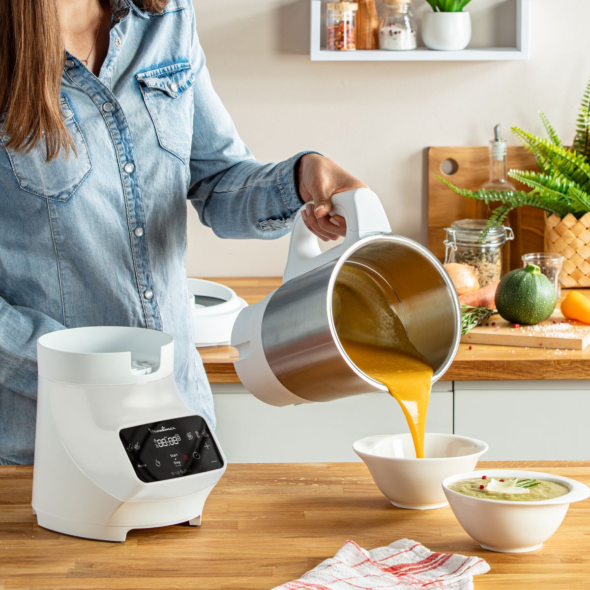 MOULINEX Blender chauffant Soup&Plus LM922100 - Blanc