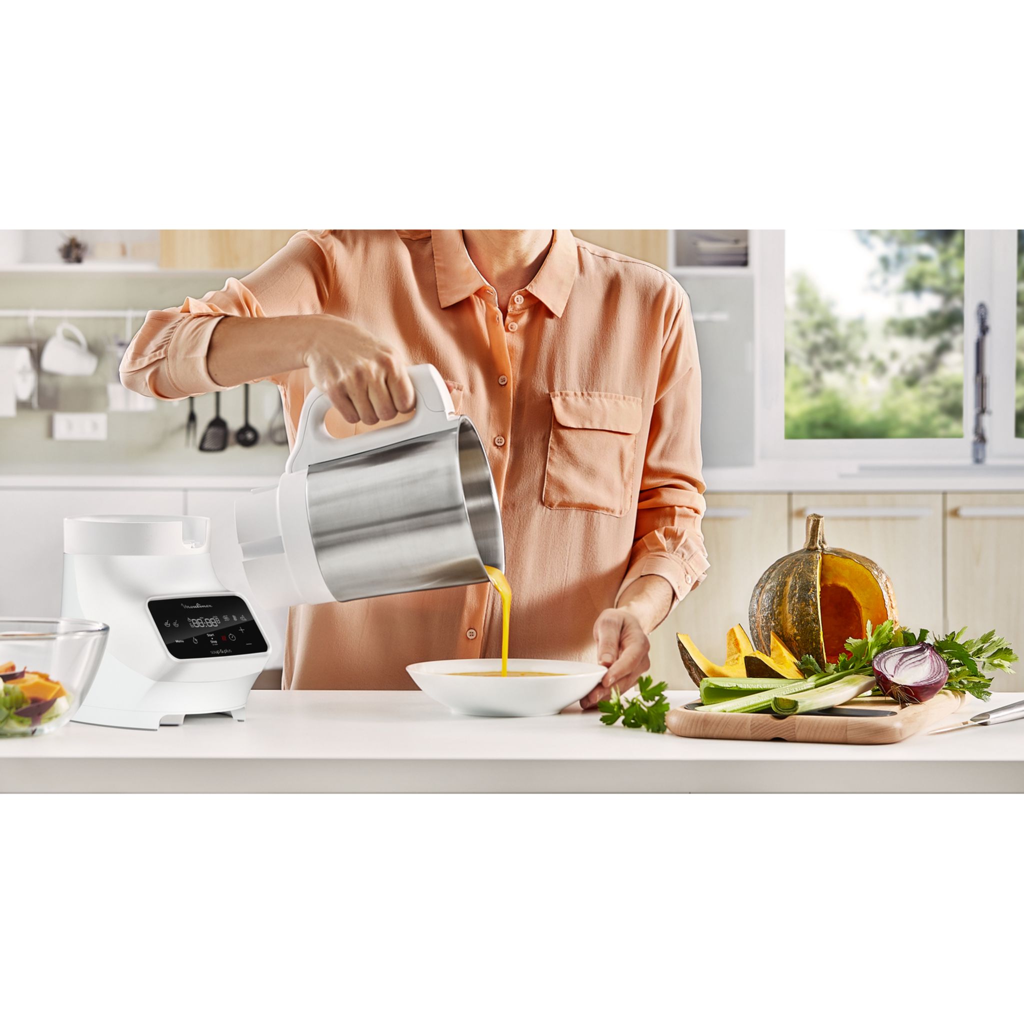 Voir la diapositive 16 : MOULINEX Blender chauffant Soup&Plus LM922100 - Blanc