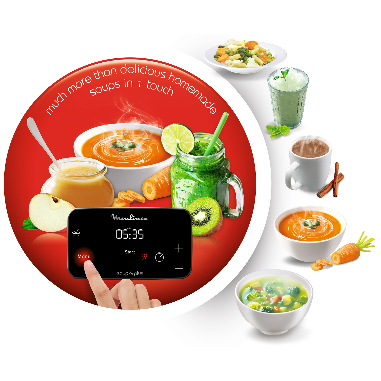 Voir la diapositive 3 : MOULINEX Blender chauffant Soup&Plus LM922100 - Blanc