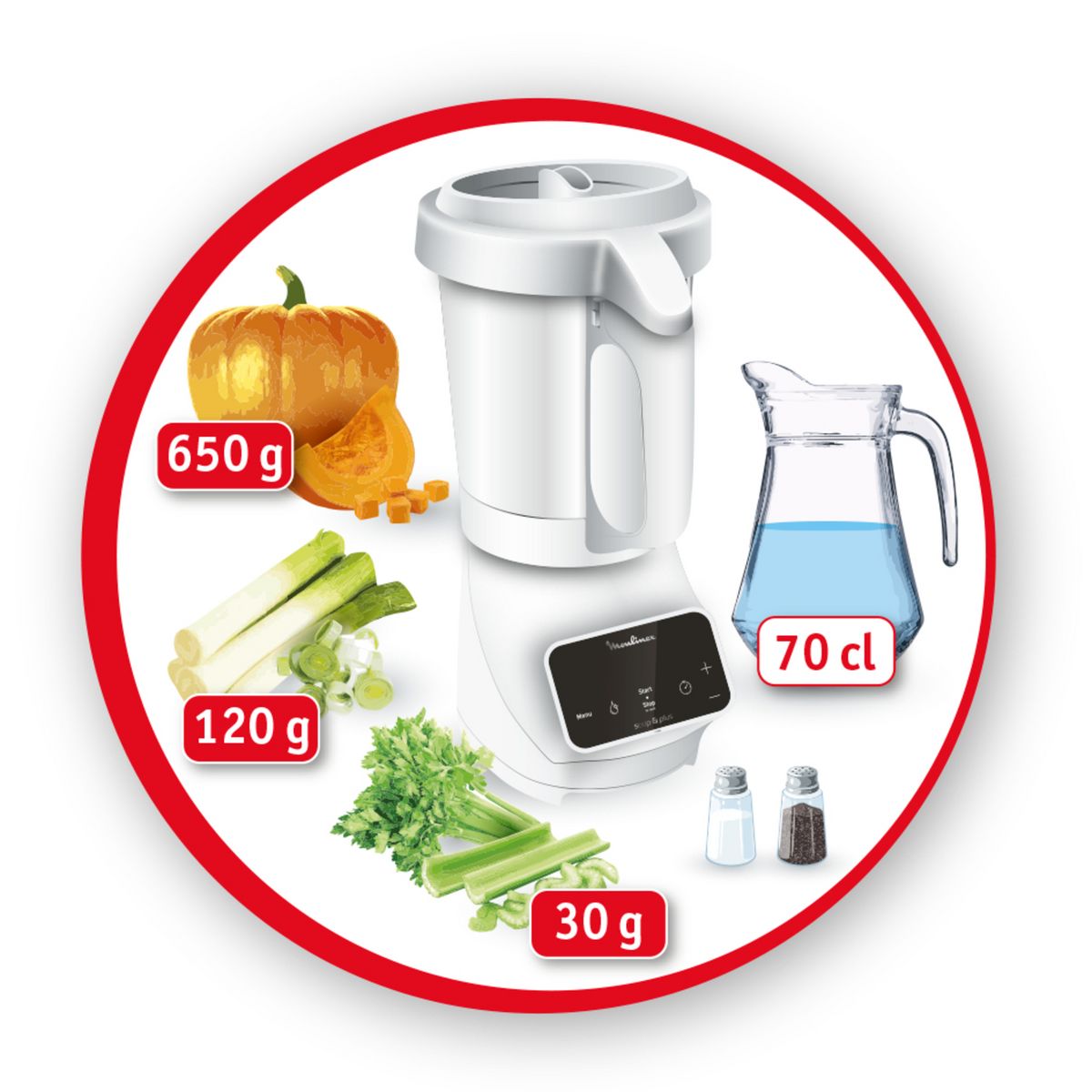 MOULINEX Blender chauffant Soup&Plus LM922100 - Blanc