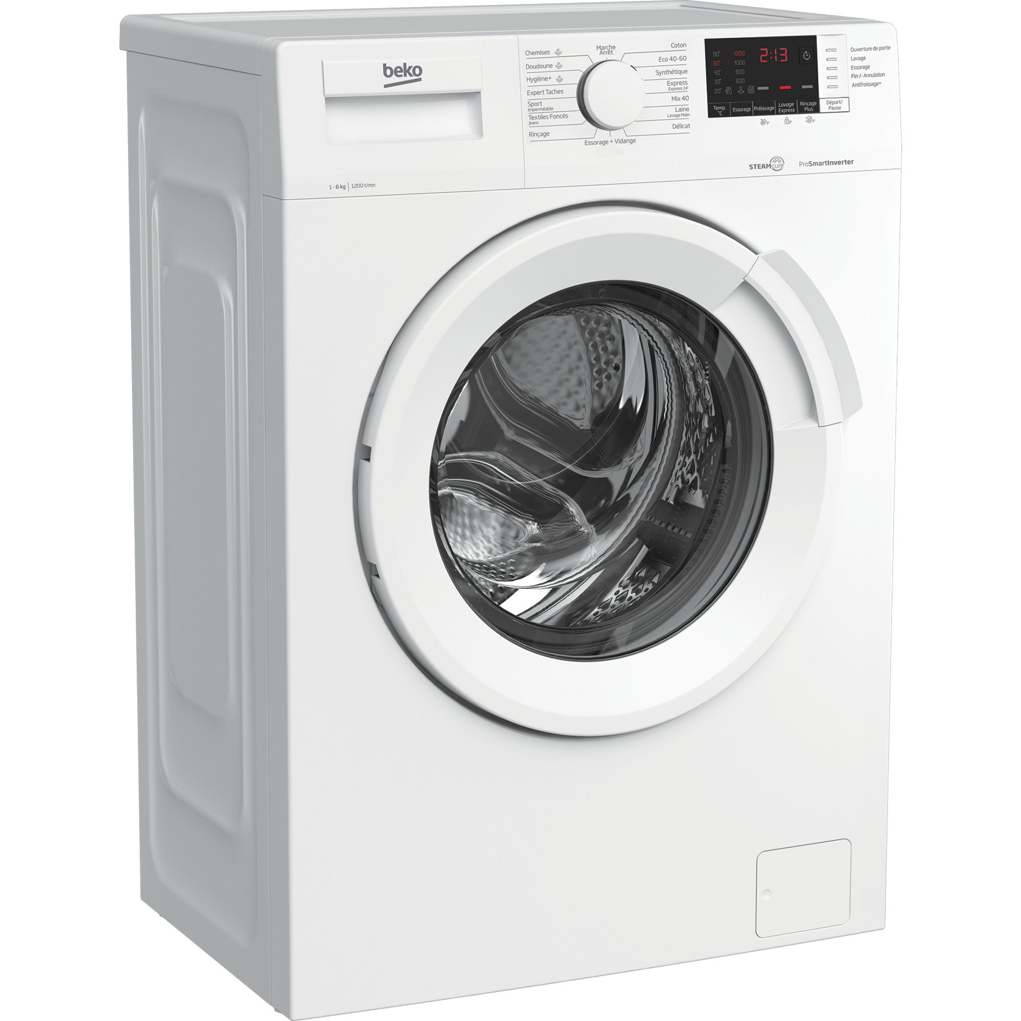 Voir la diapositive 2 : BEKO Lave linge hublot WUE6612W1W, 6 kg, 1200 T/min