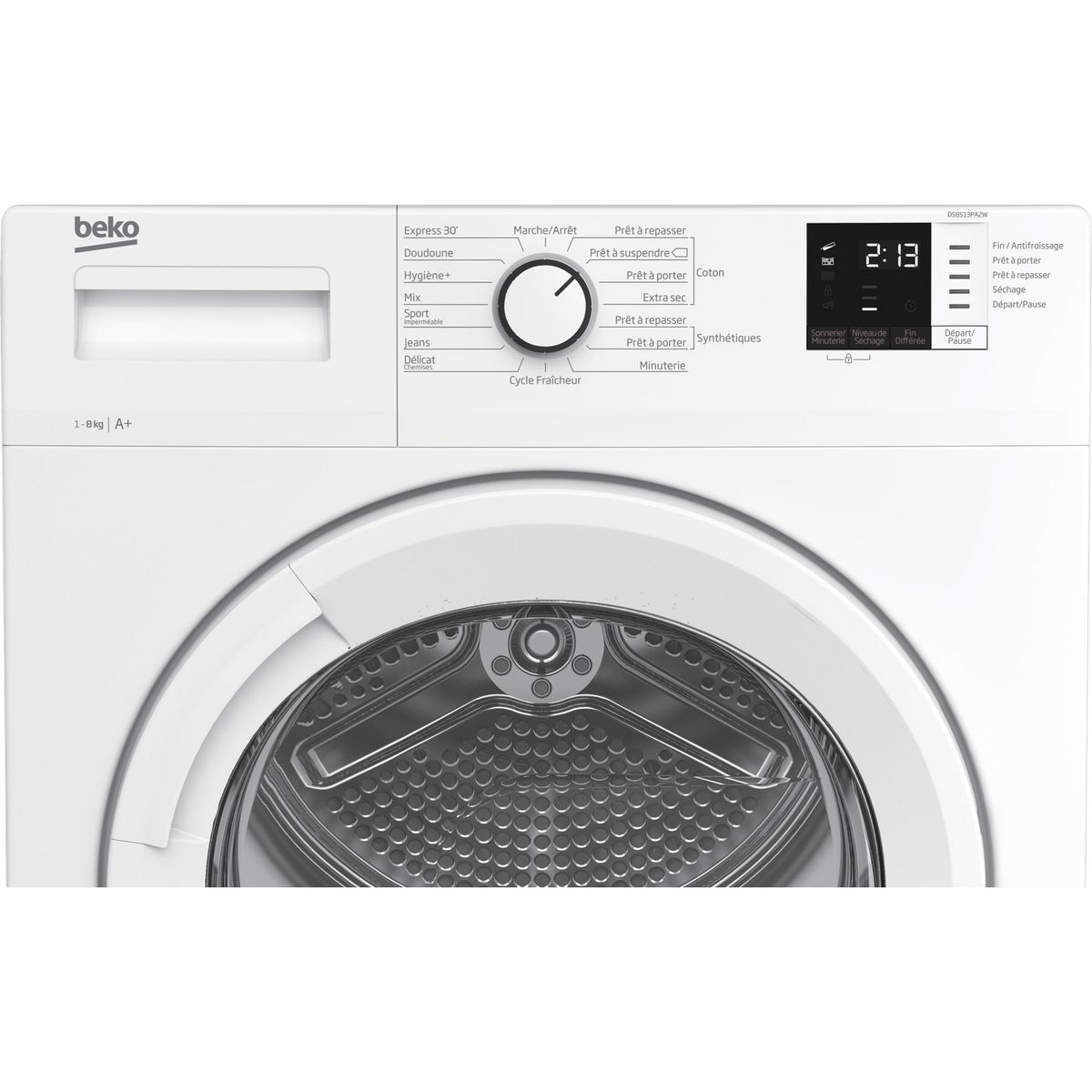BEKO Sèche linge hublot Eco Sense DS8513PA2W, Pompe à chaleur, 8 kg