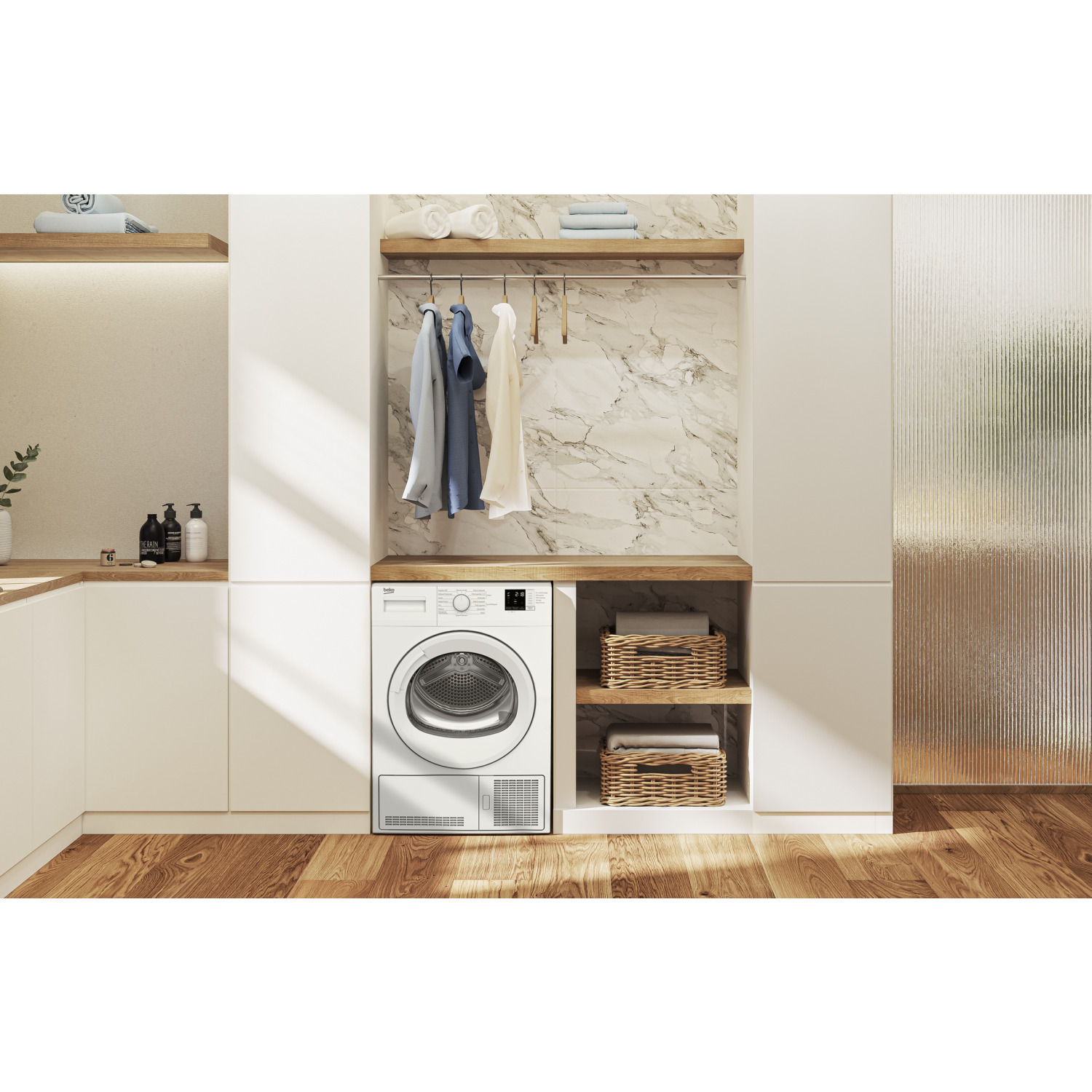Voir la diapositive 5 : BEKO Sèche linge hublot Eco Sense DS8513PA2W, Pompe à chaleur, 8 kg