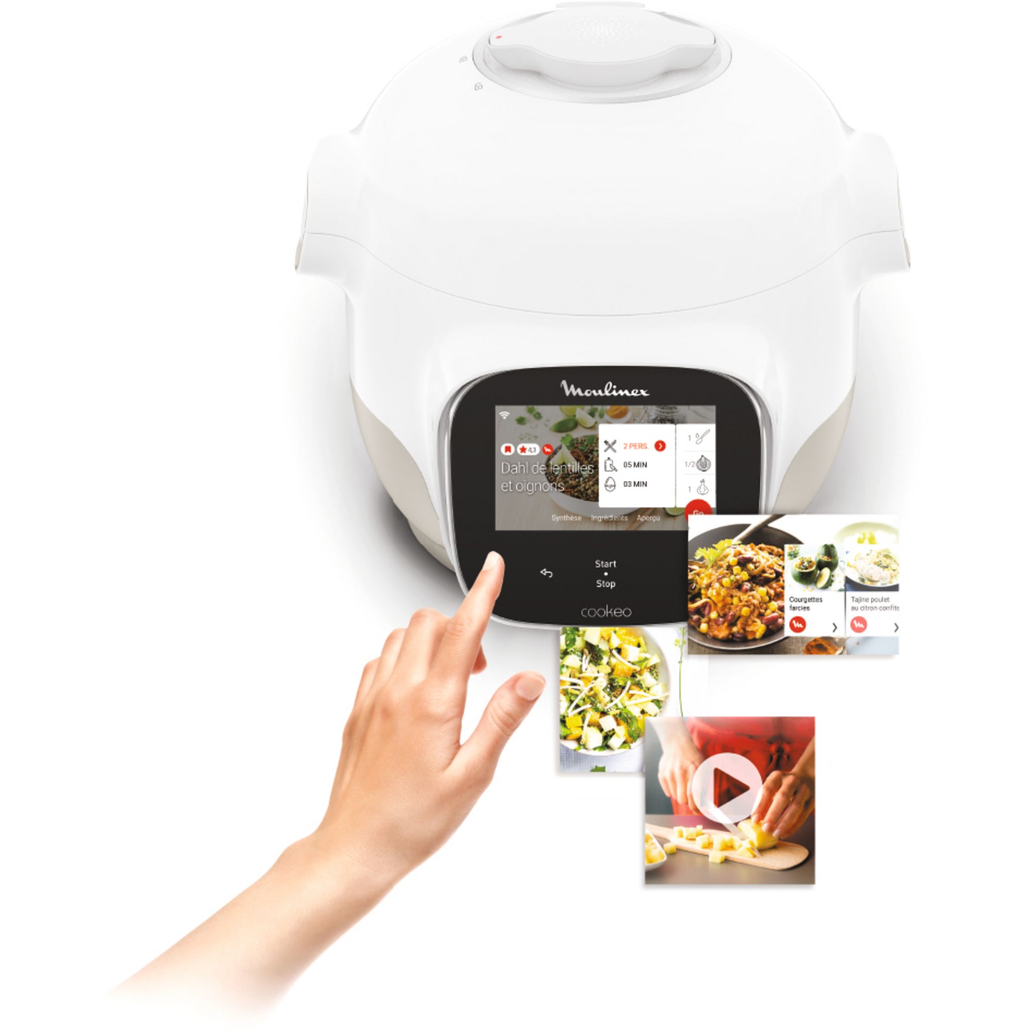 Voir la diapositive 2 : MOULINEX Multicuiseur intelligent cookeo compact touch wifi MINI CE922110 - Blanc