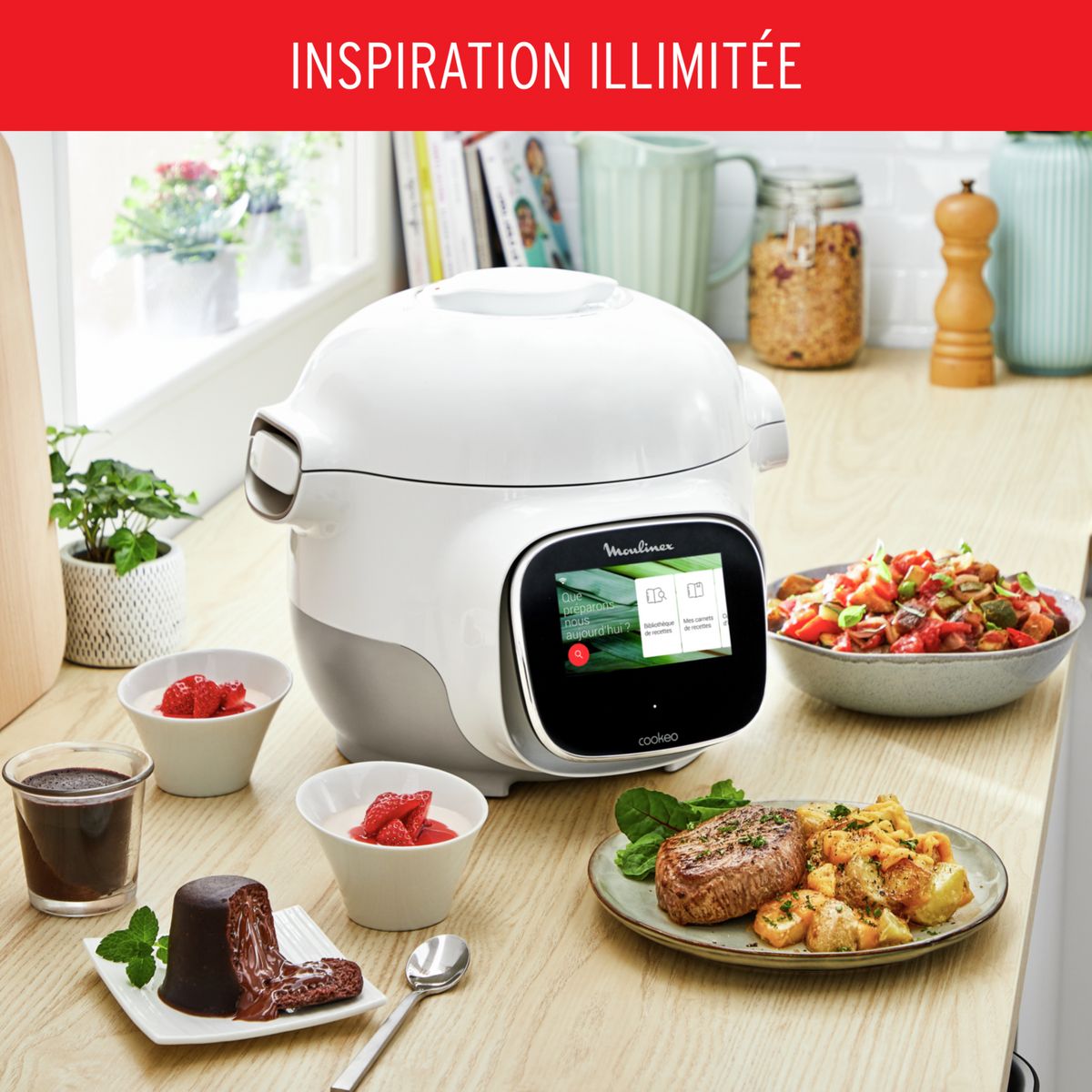 MOULINEX Multicuiseur intelligent cookeo compact touch wifi MINI CE922110 - Blanc