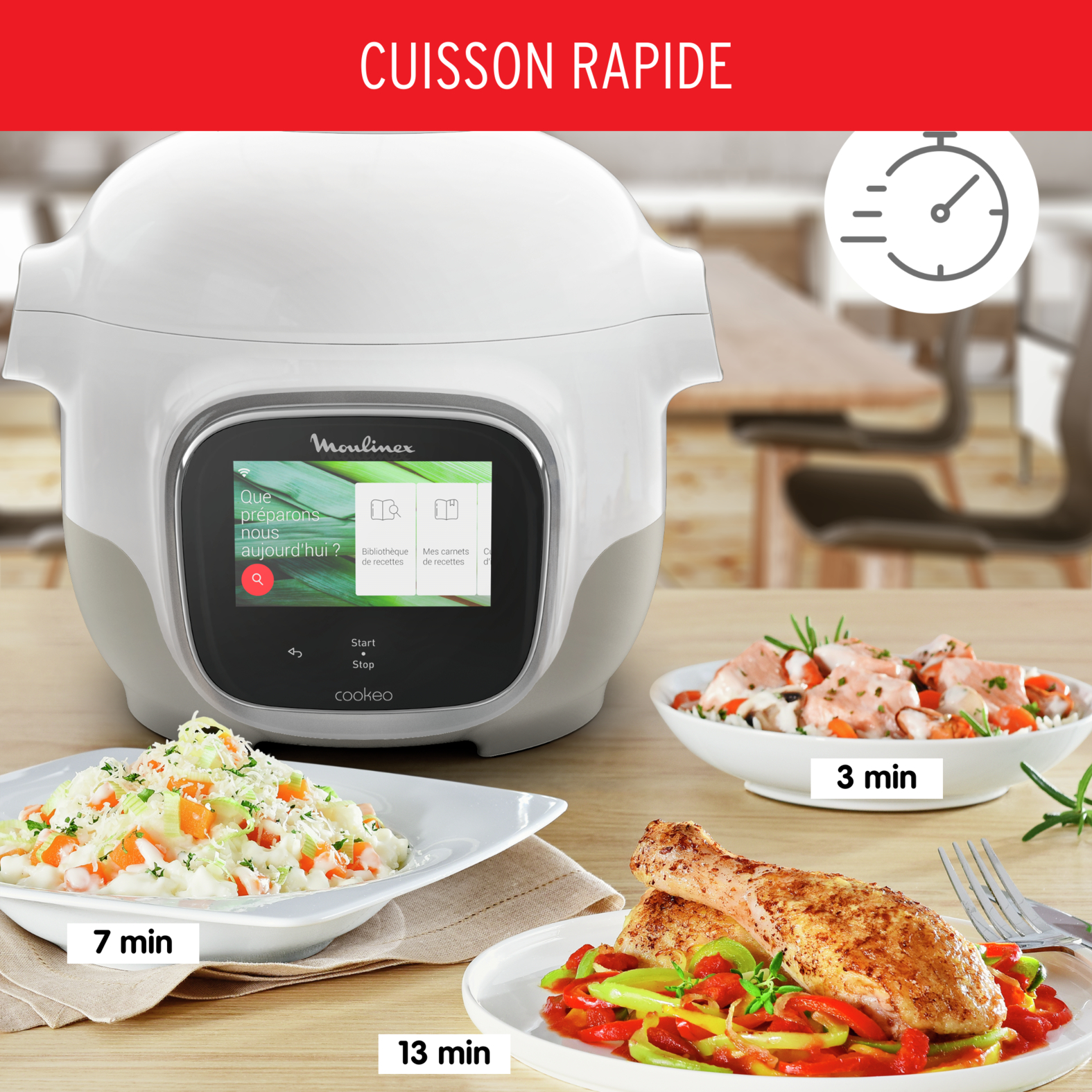 Voir la diapositive 13 : MOULINEX Multicuiseur intelligent cookeo compact touch wifi MINI CE922110 - Blanc