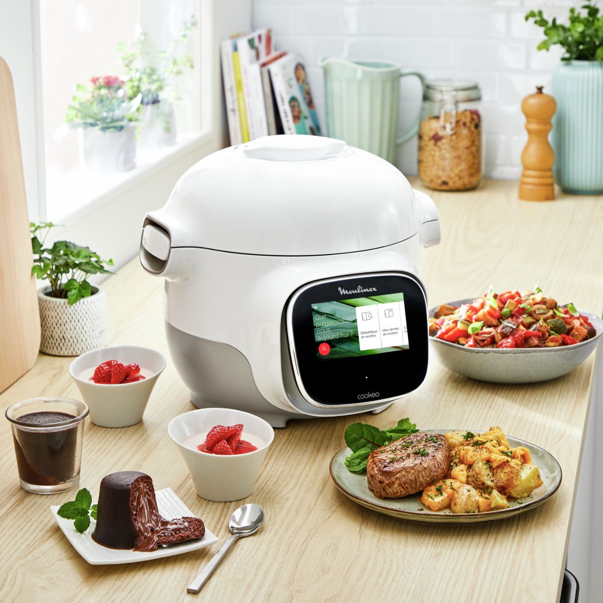 MOULINEX Multicuiseur intelligent cookeo compact touch wifi MINI CE922110 - Blanc