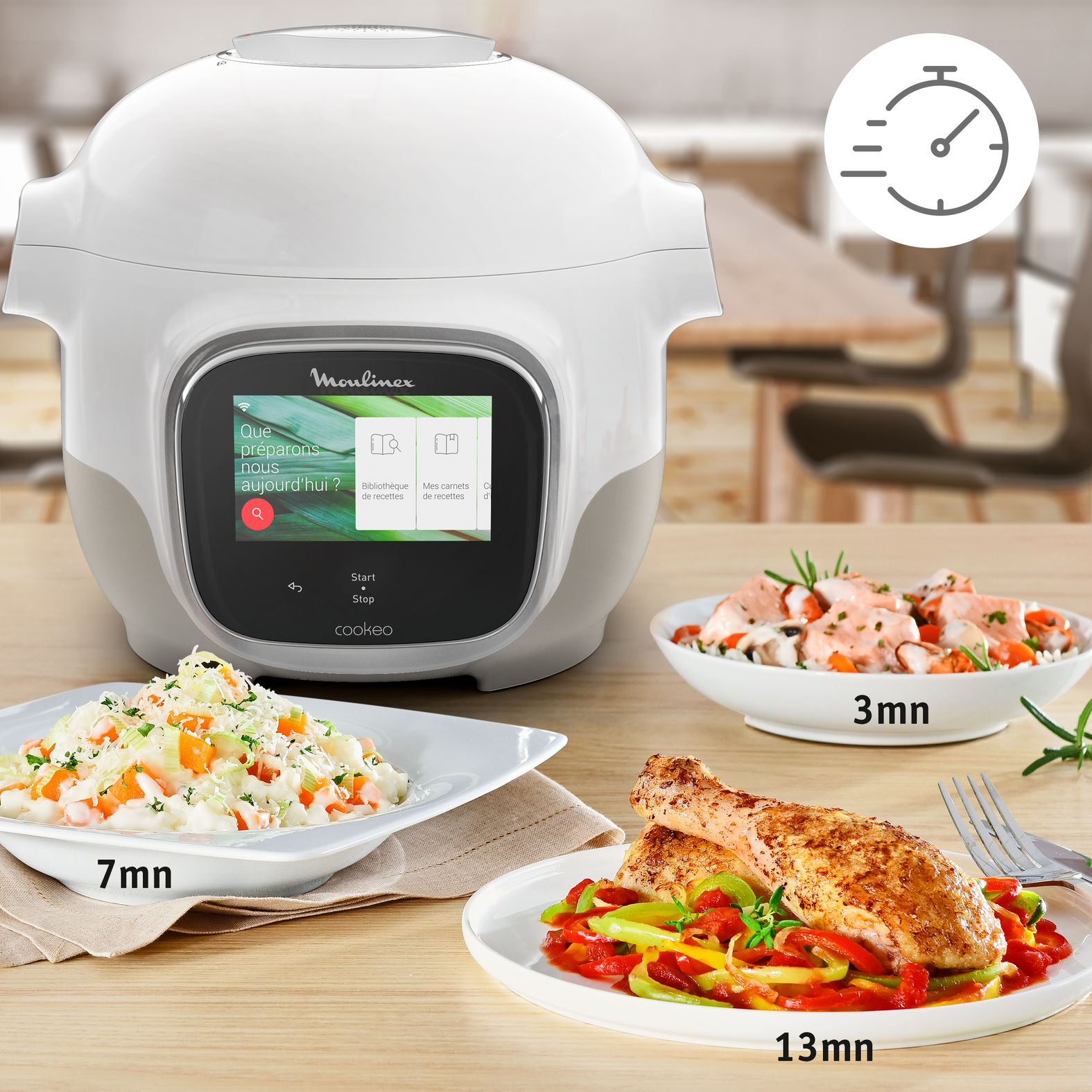 Voir la diapositive 6 : MOULINEX Multicuiseur intelligent cookeo compact touch wifi MINI CE922110 - Blanc