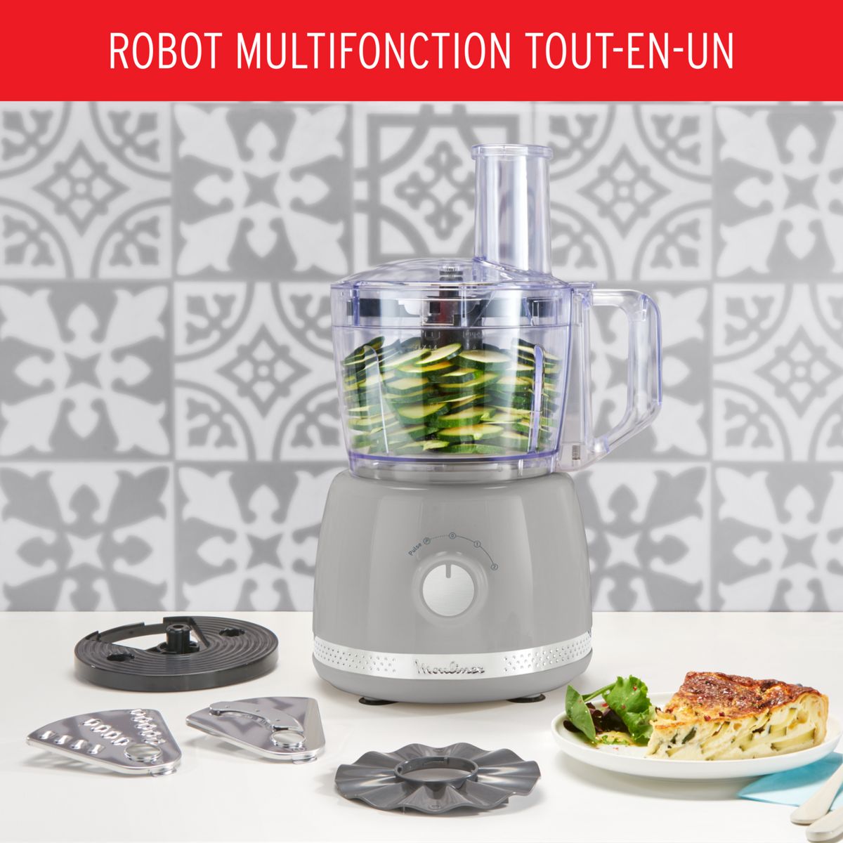 MOULINEX Robot multifonction Soleil FP345E10 - Gris