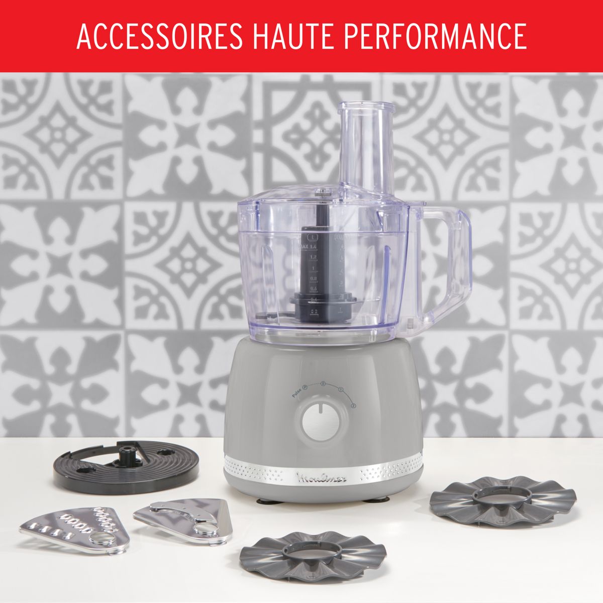 MOULINEX Robot multifonction Soleil FP345E10 - Gris