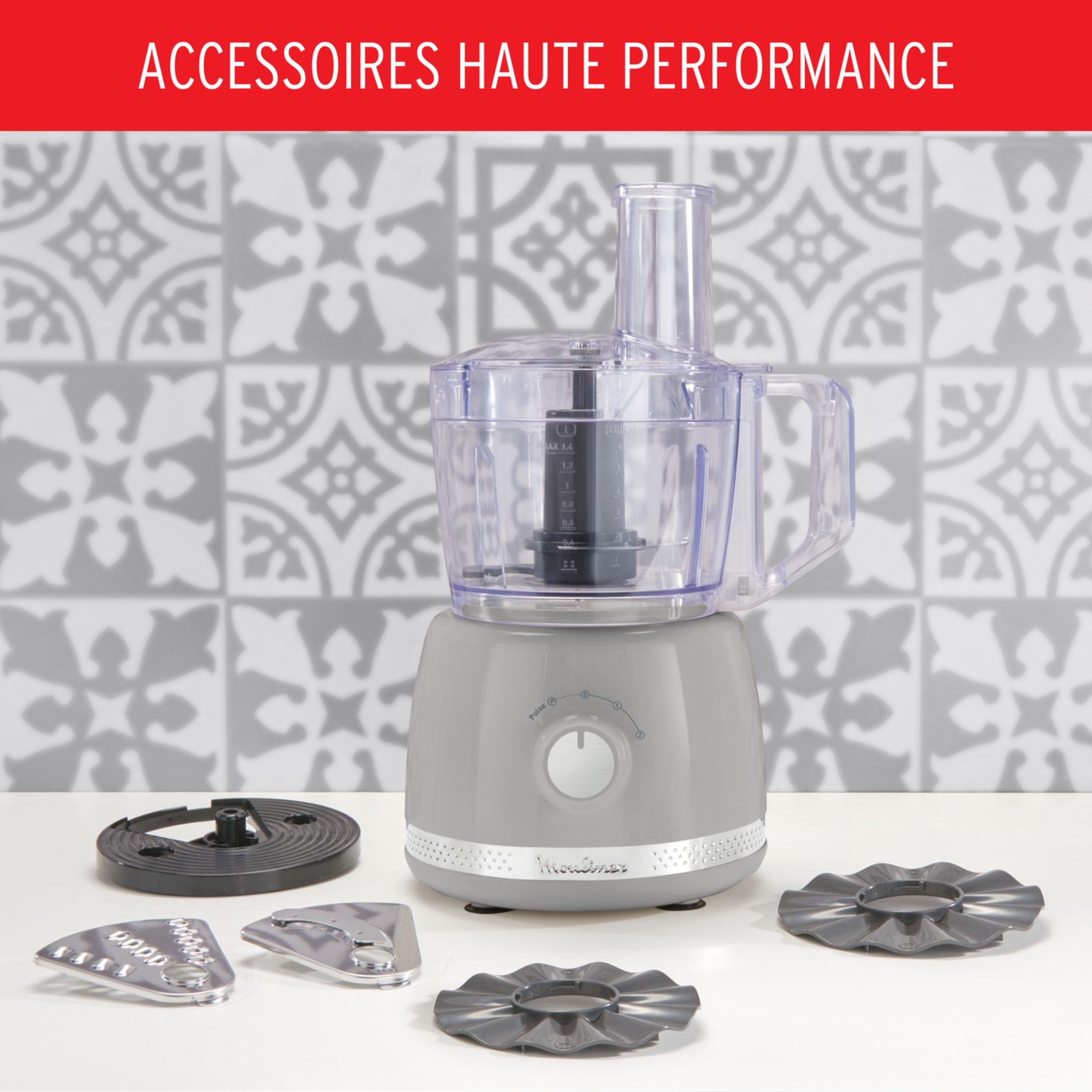 Voir la diapositive 9 : MOULINEX Robot multifonction Soleil FP345E10 - Gris