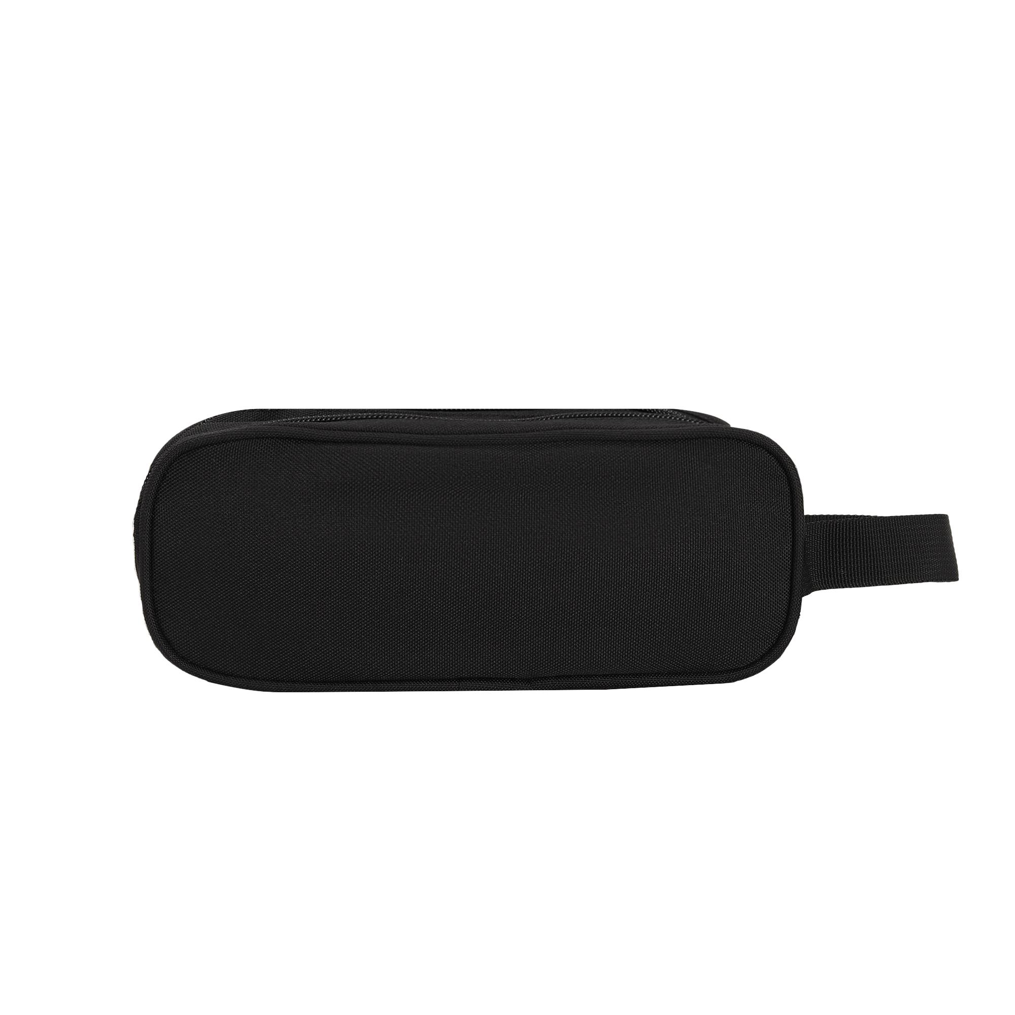 Voir la diapositive 2 : AUCHAN Trousse rectangle 1 compartiment 2 compartiments Polyester - Noir