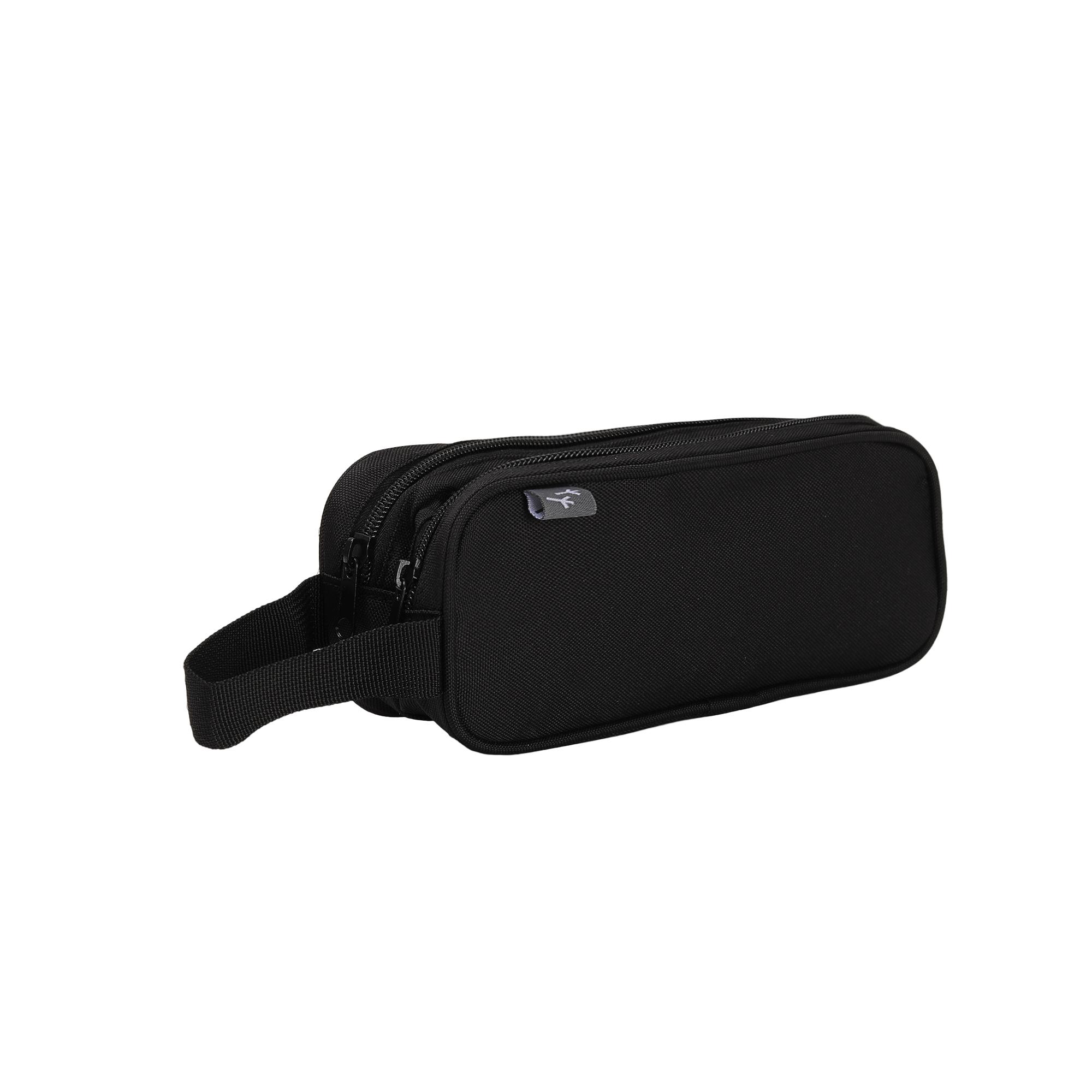 Voir la diapositive 3 : AUCHAN Trousse rectangle 1 compartiment 2 compartiments Polyester - Noir