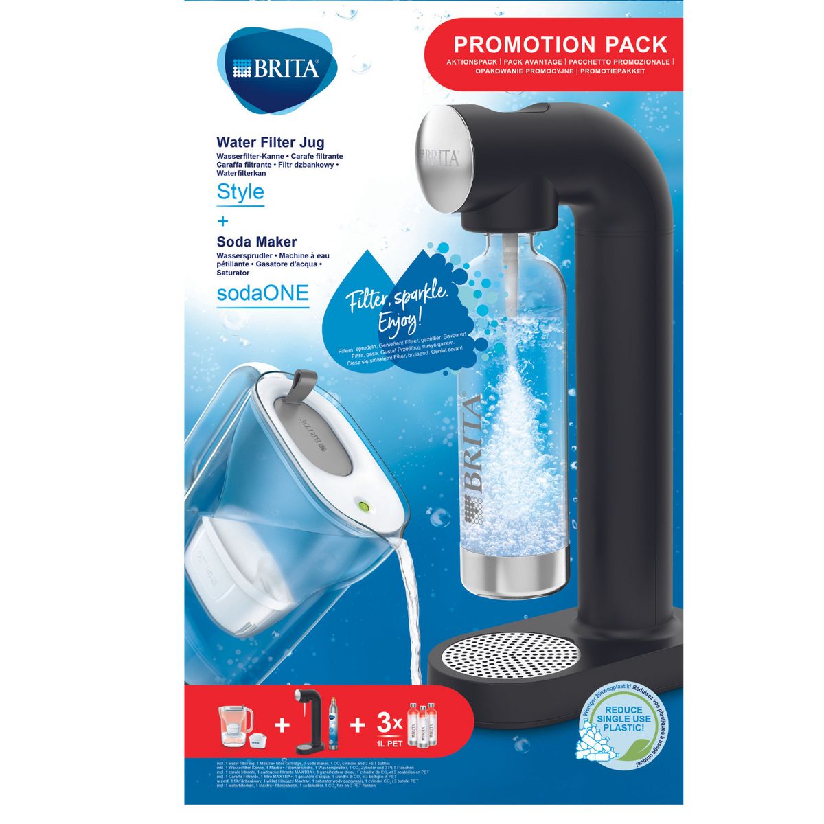 BRITA Gazéificateur avec carafe 1049251 - Noir