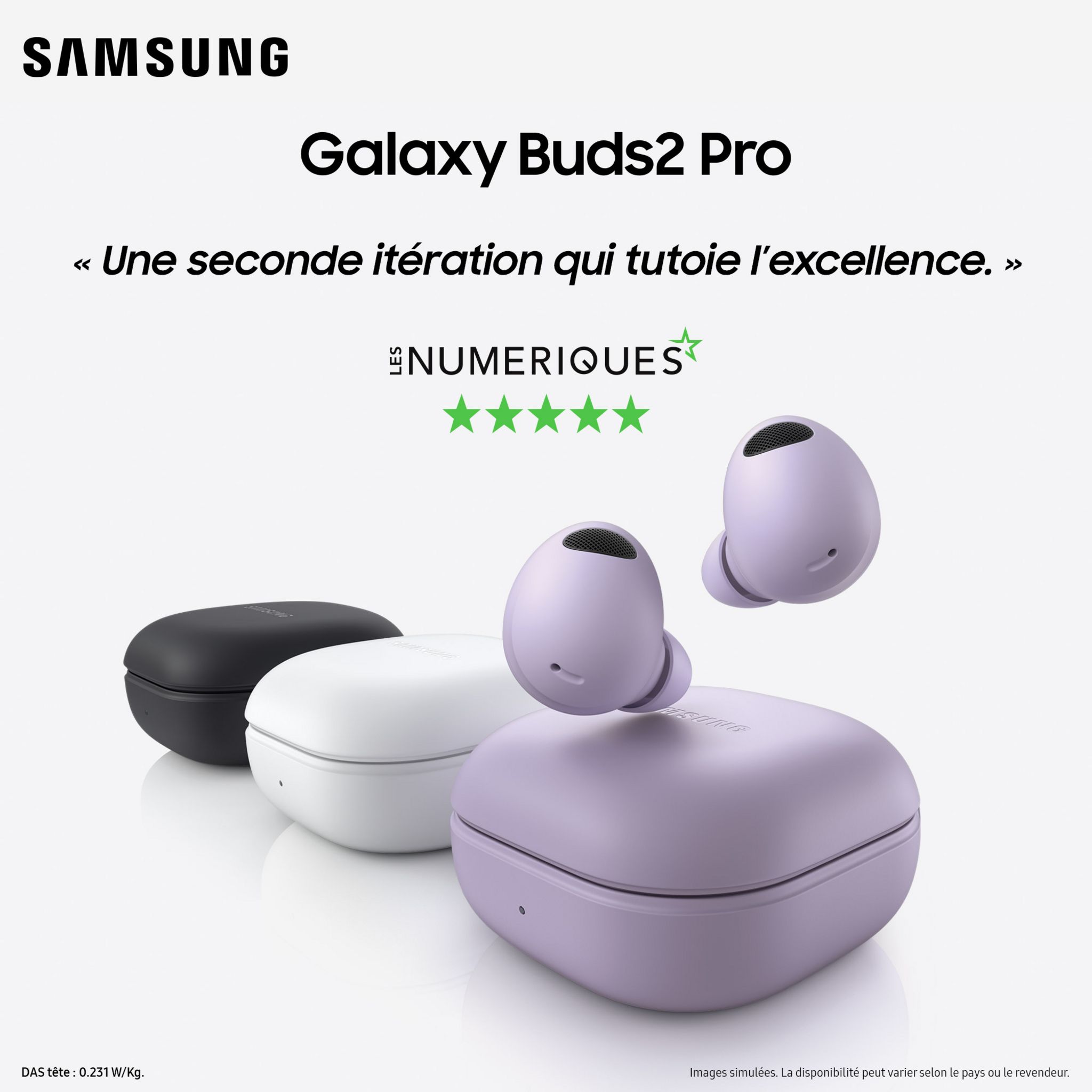Voir la diapositive 4 : SAMSUNG Écouteurs Galaxy Buds 2 Pro Buds avec Galaxy AI - Blanc