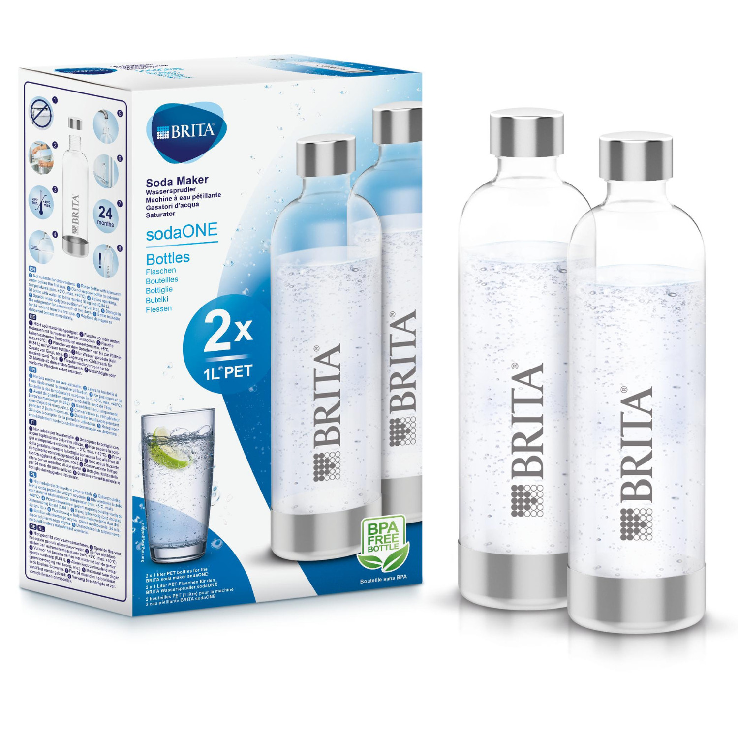 Voir la diapositive 2 : BRITA Pack 2 bouteilles PET 1049253 - Transparent