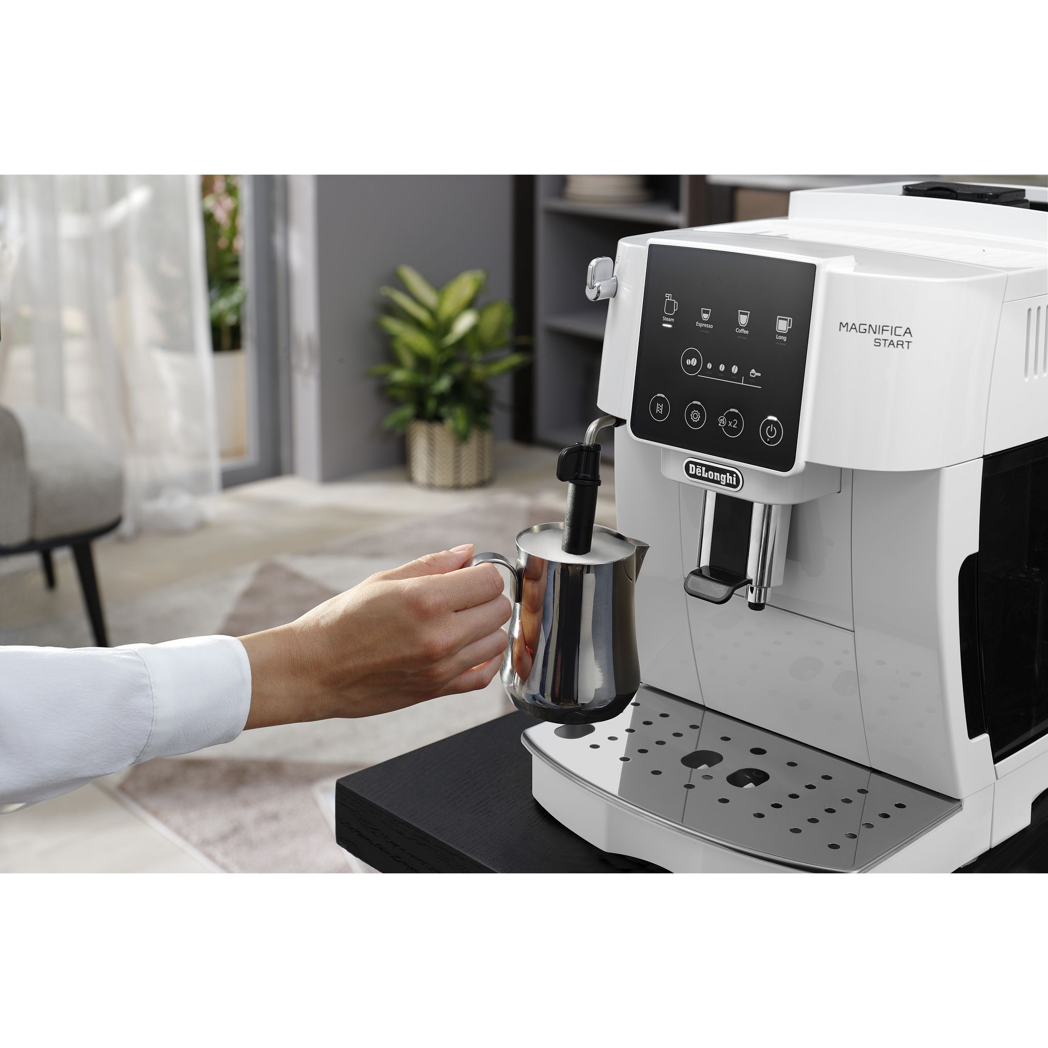 Voir la diapositive 7 : DELONGHI Machine à café expresso avec broyeur ECAM220.20.W - Blanc