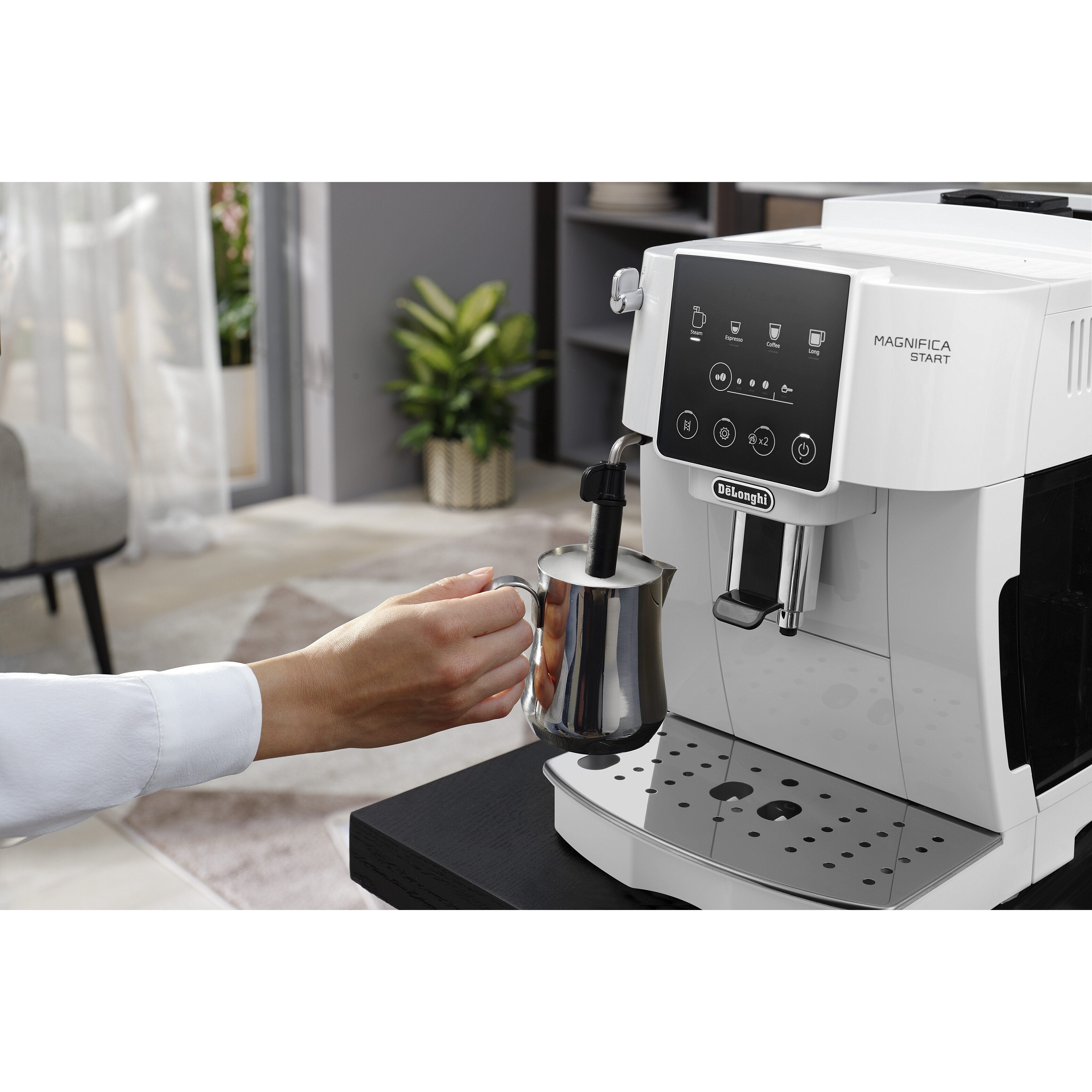 Voir la diapositive 8 : DELONGHI Machine à café expresso avec broyeur ECAM220.20.W - Blanc