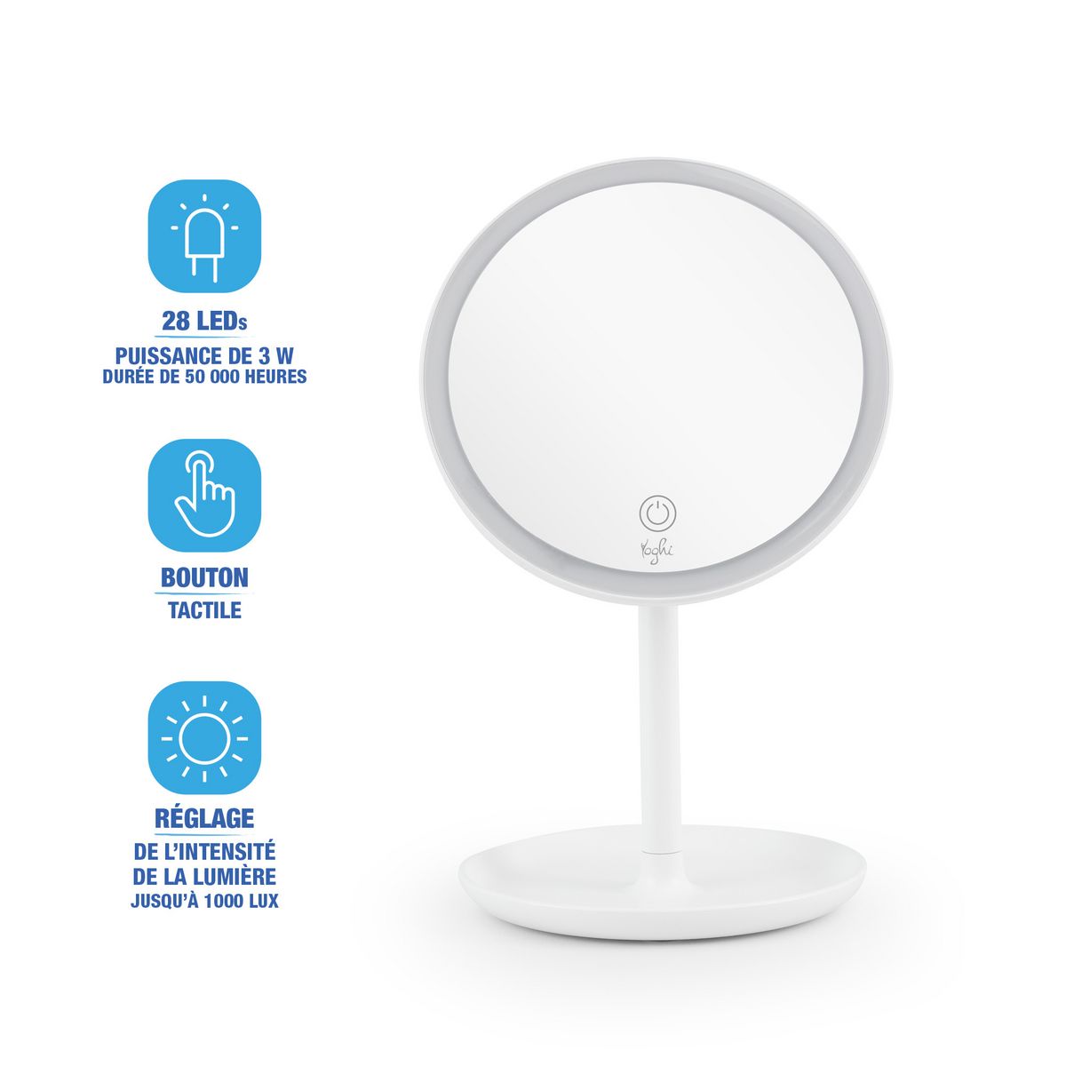YOGHI Miroir LED Bluetooth Be lite - Blanc
